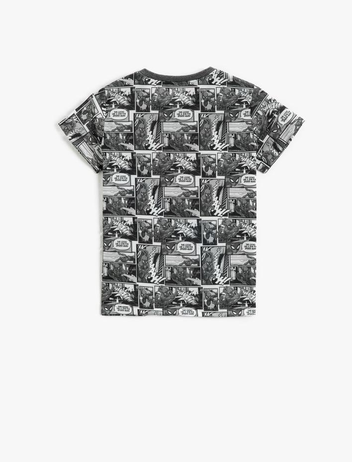 Erkek Çocuk Spiderman Baskılı Kısa Kollu Tişört Lisanslı Bisiklet Yaka