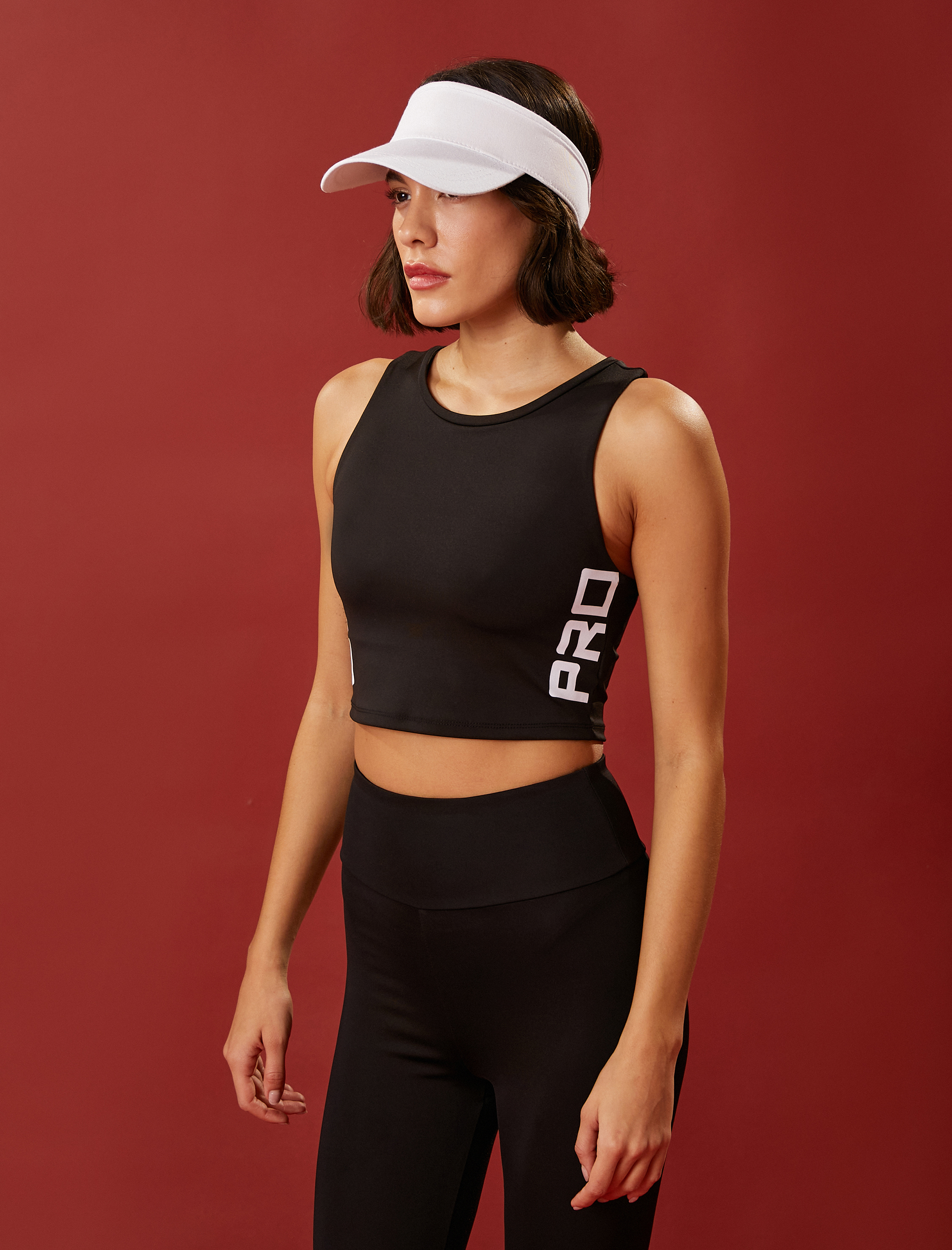   Crop Spor Atlet Baskılı Halter Yaka