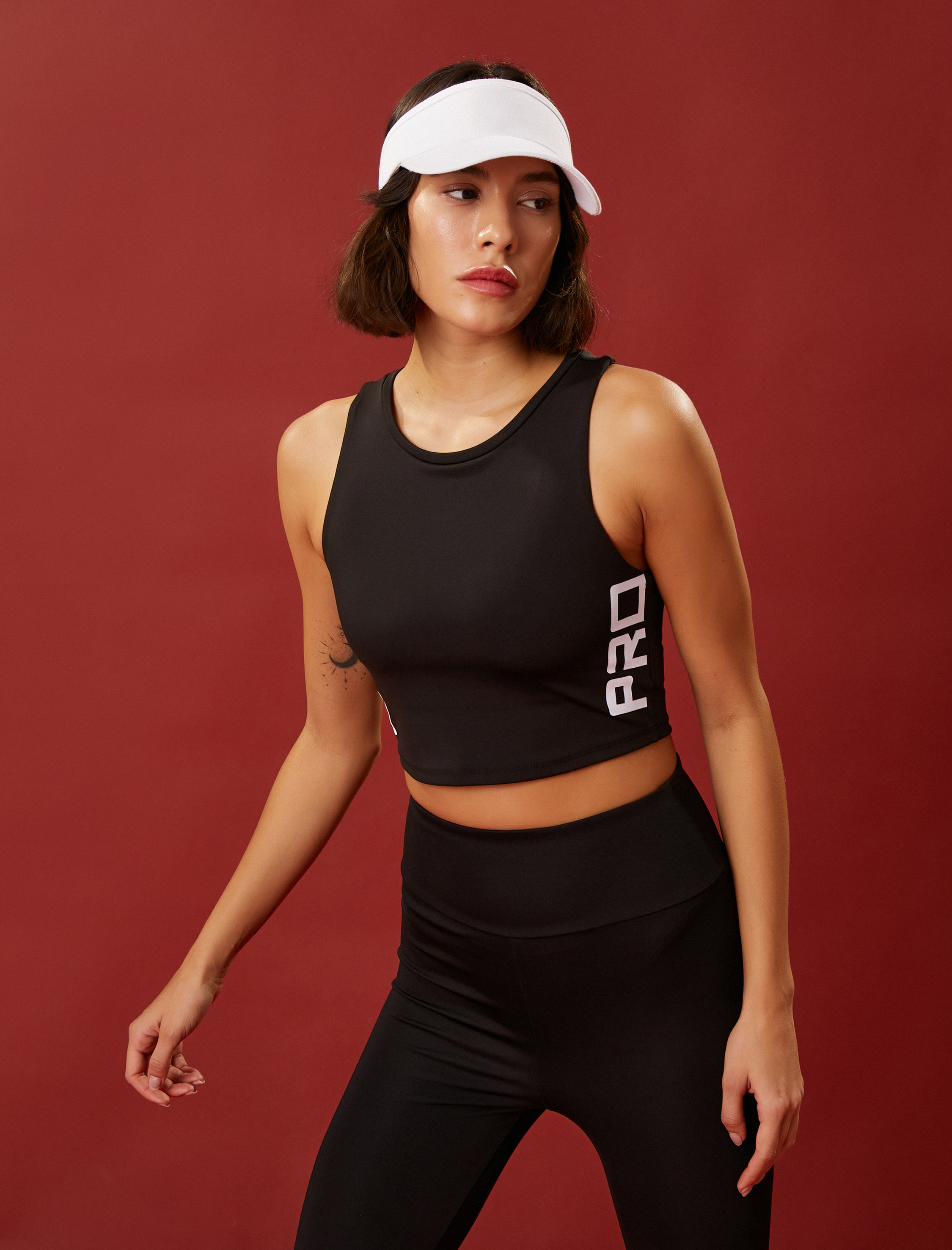   Crop Spor Atlet Baskılı Halter Yaka