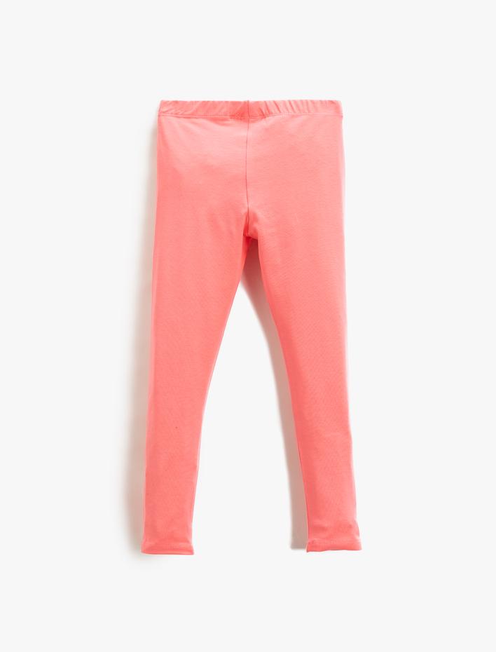 Kız Çocuk Basic Tayt Baskı Detaylı Simli Beli Lastikli