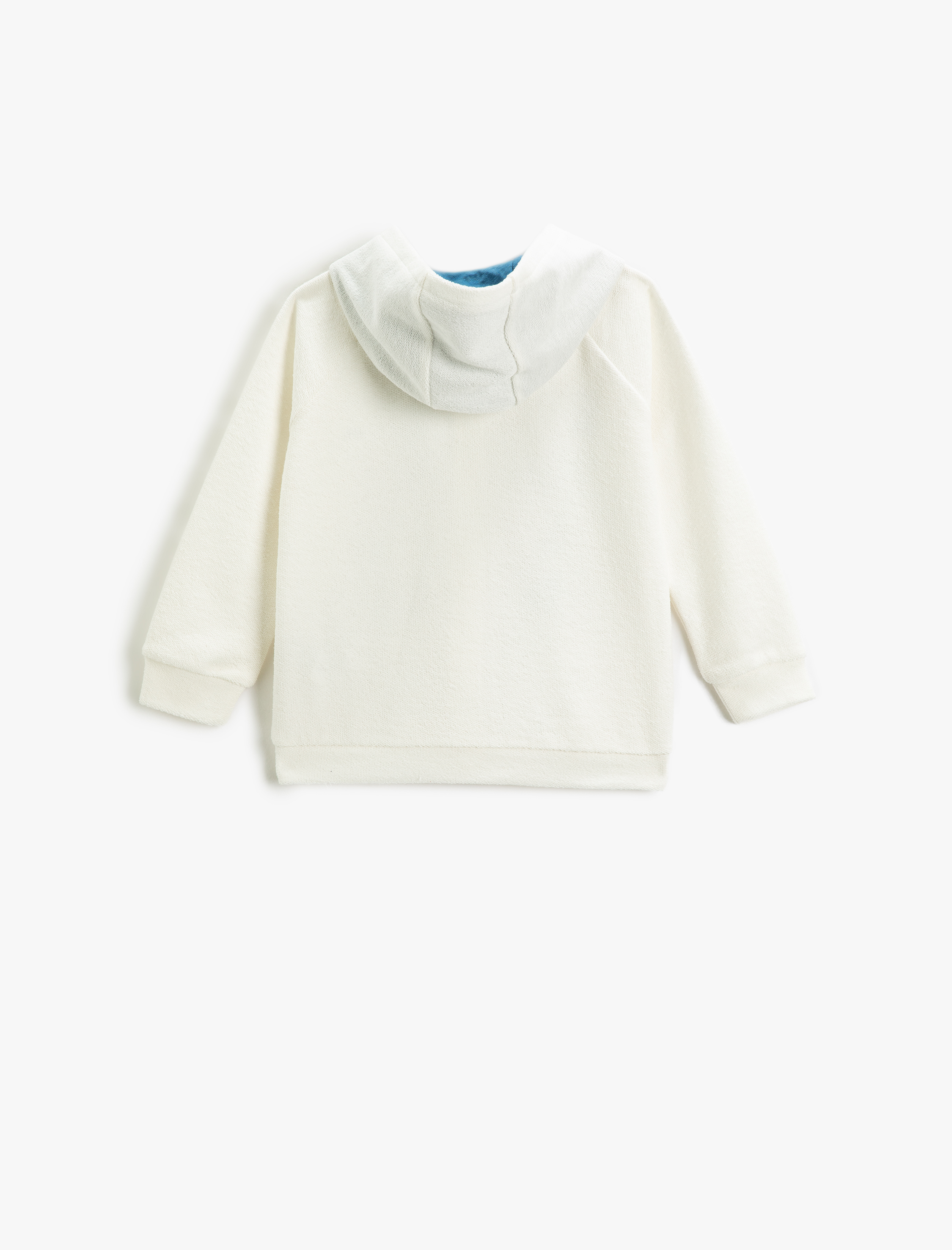 Erkek Bebek Kapüşonlu Fermarlı Hırka Baskılı Uzun Kollu