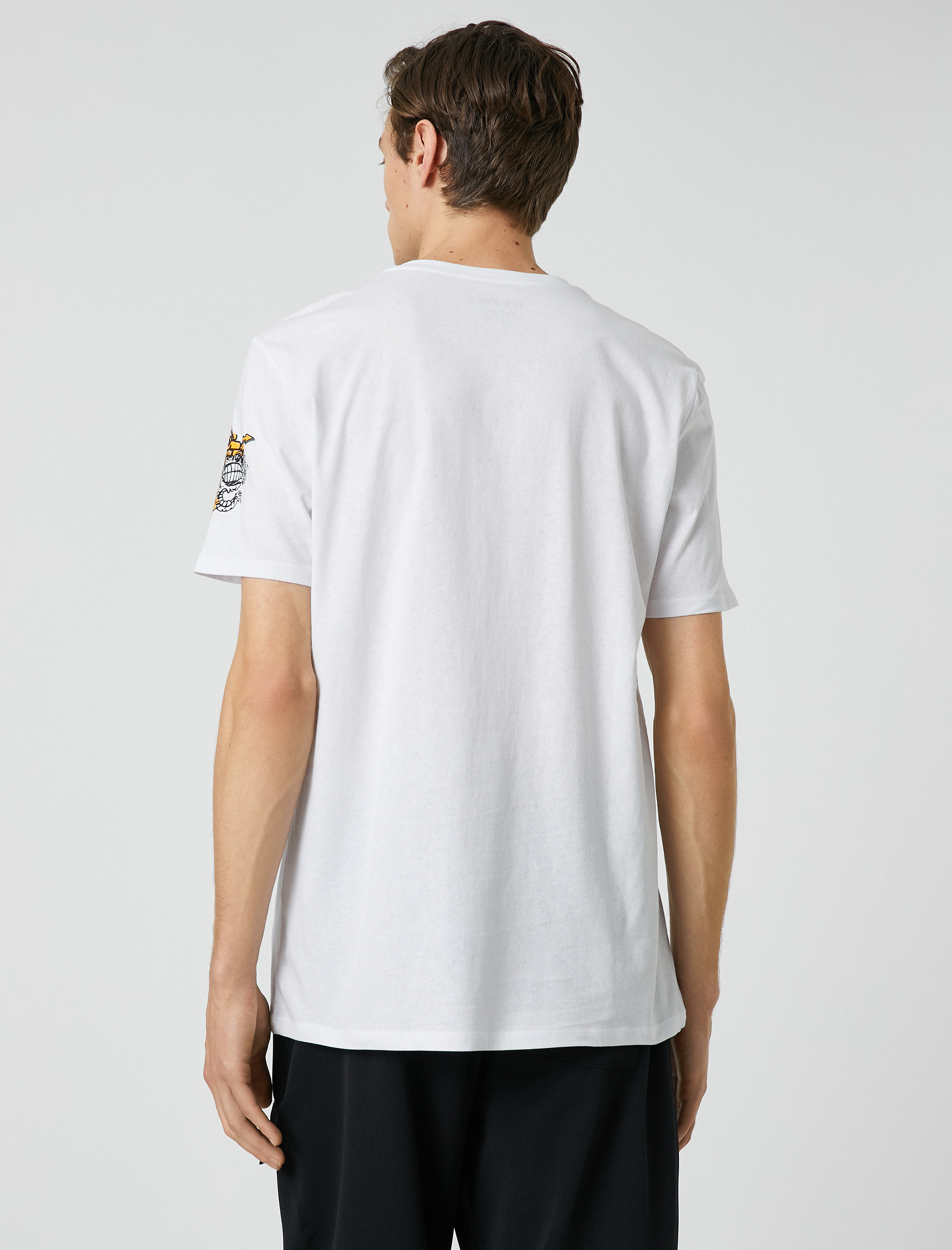   Baskılı Tişört Bisiklet Yaka Kısa Kollu