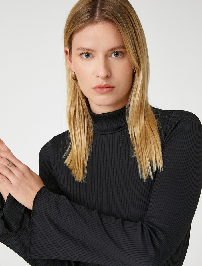  Boğazlı Yaka Ribanalı Kazak Slim Fit