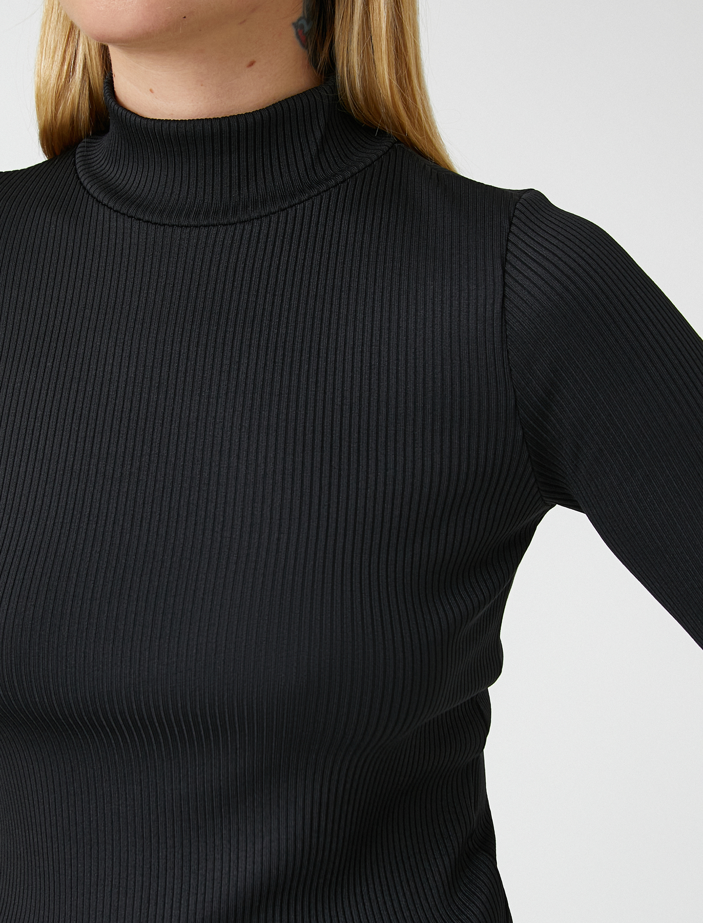   Boğazlı Yaka Ribanalı Kazak Slim Fit