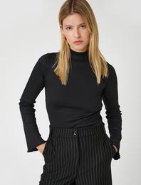 Boğazlı Yaka Ribanalı Kazak Slim Fit