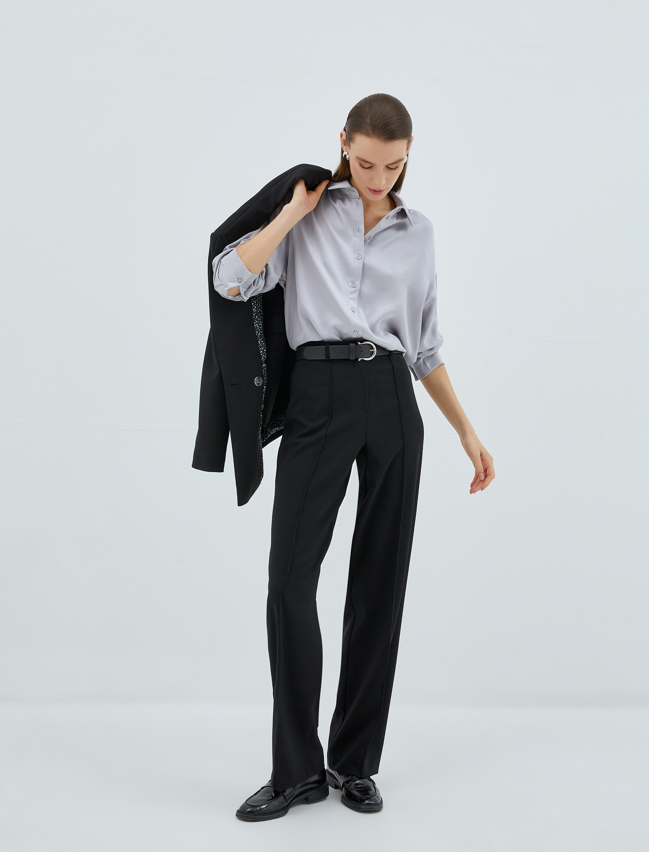   Saten Gömlek Uzun Reglan Kollu