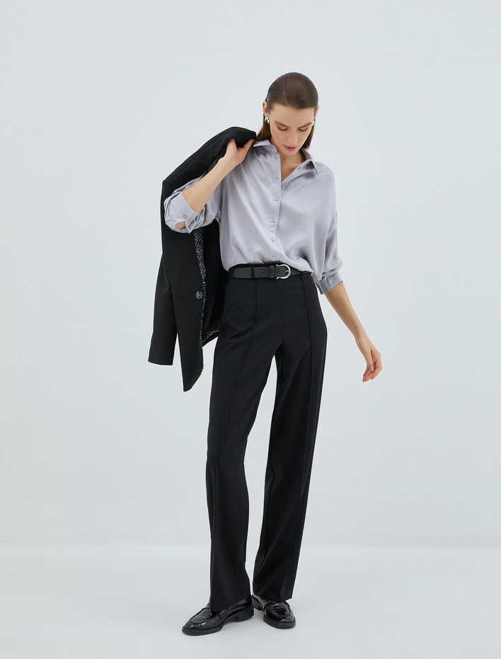  Saten Gömlek Uzun Reglan Kollu