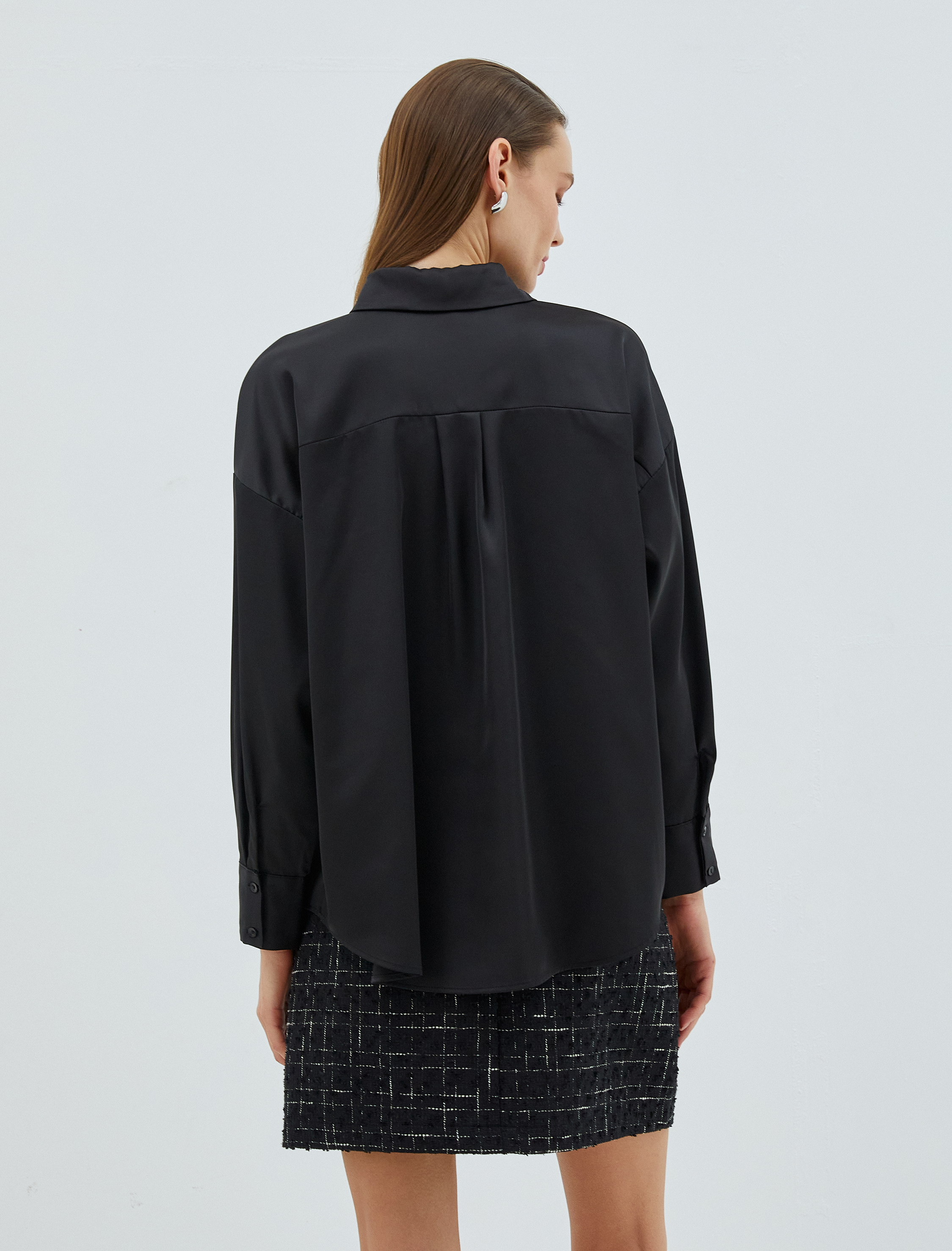   Saten Gömlek Uzun Kollu