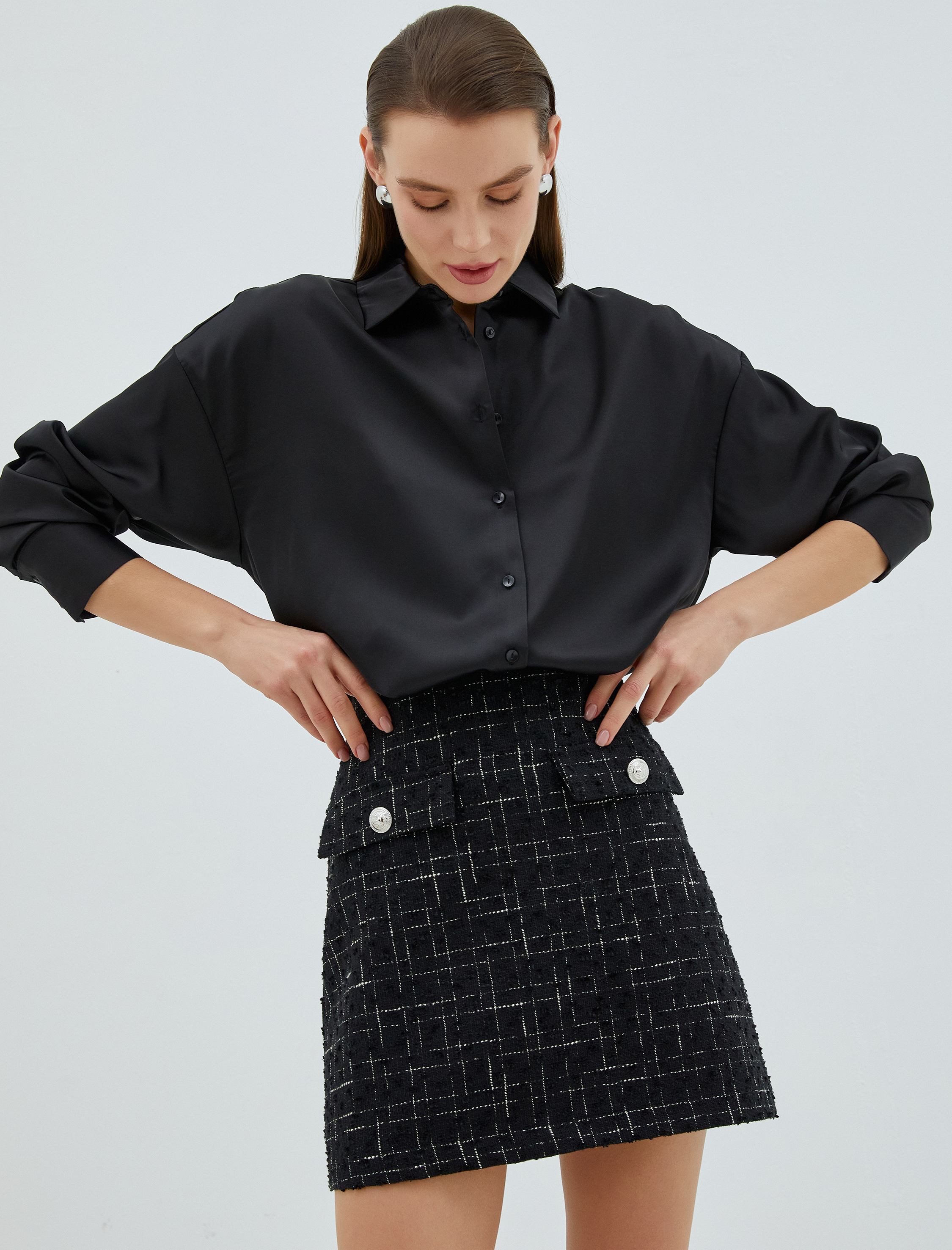   Saten Gömlek Uzun Kollu