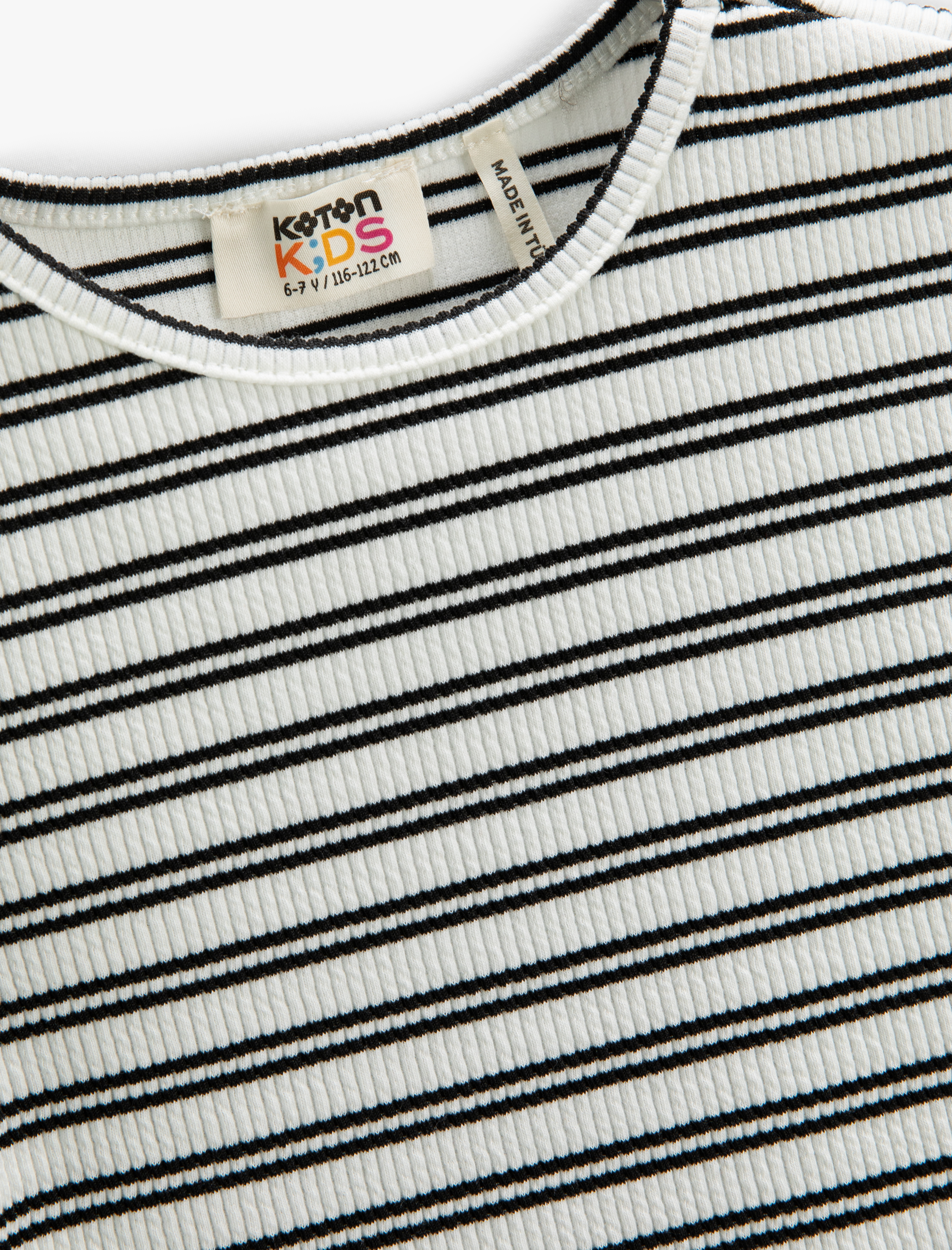  Kız Çocuk Yuvarlak Yaka Tişört Ribanalı Kısa Kollu