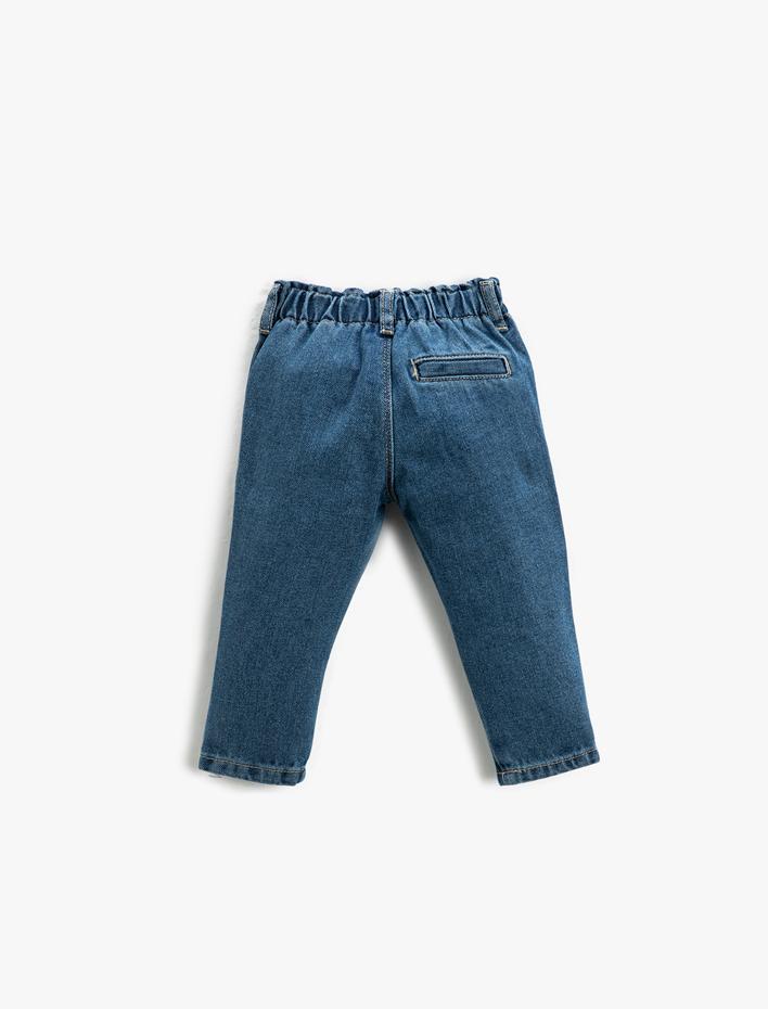 Kız Bebek Kot Pantolon Çift Cep Detaylı Beli Lastikli