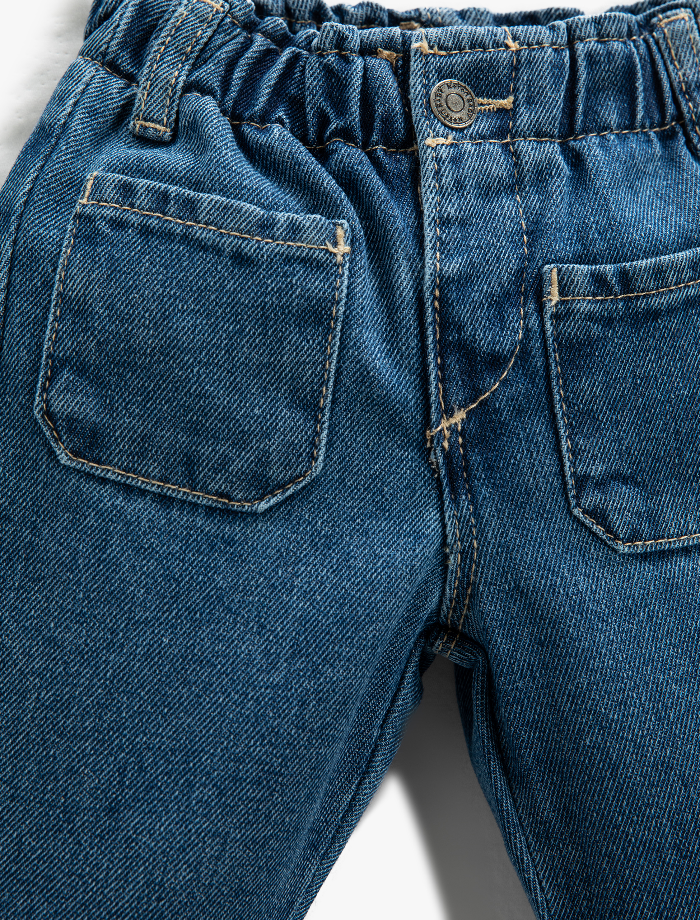 Kız Bebek Kot Pantolon Çift Cep Detaylı Beli Lastikli