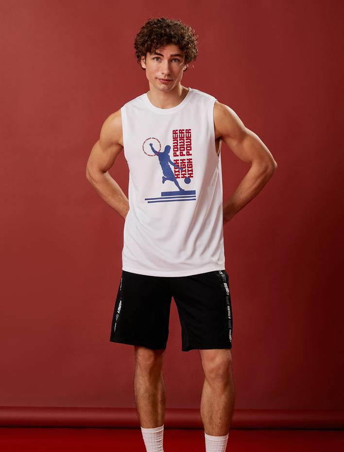  Sporcu Atleti Basketbol Baskılı Bisiklet Yaka Nefes Alan Kumaş