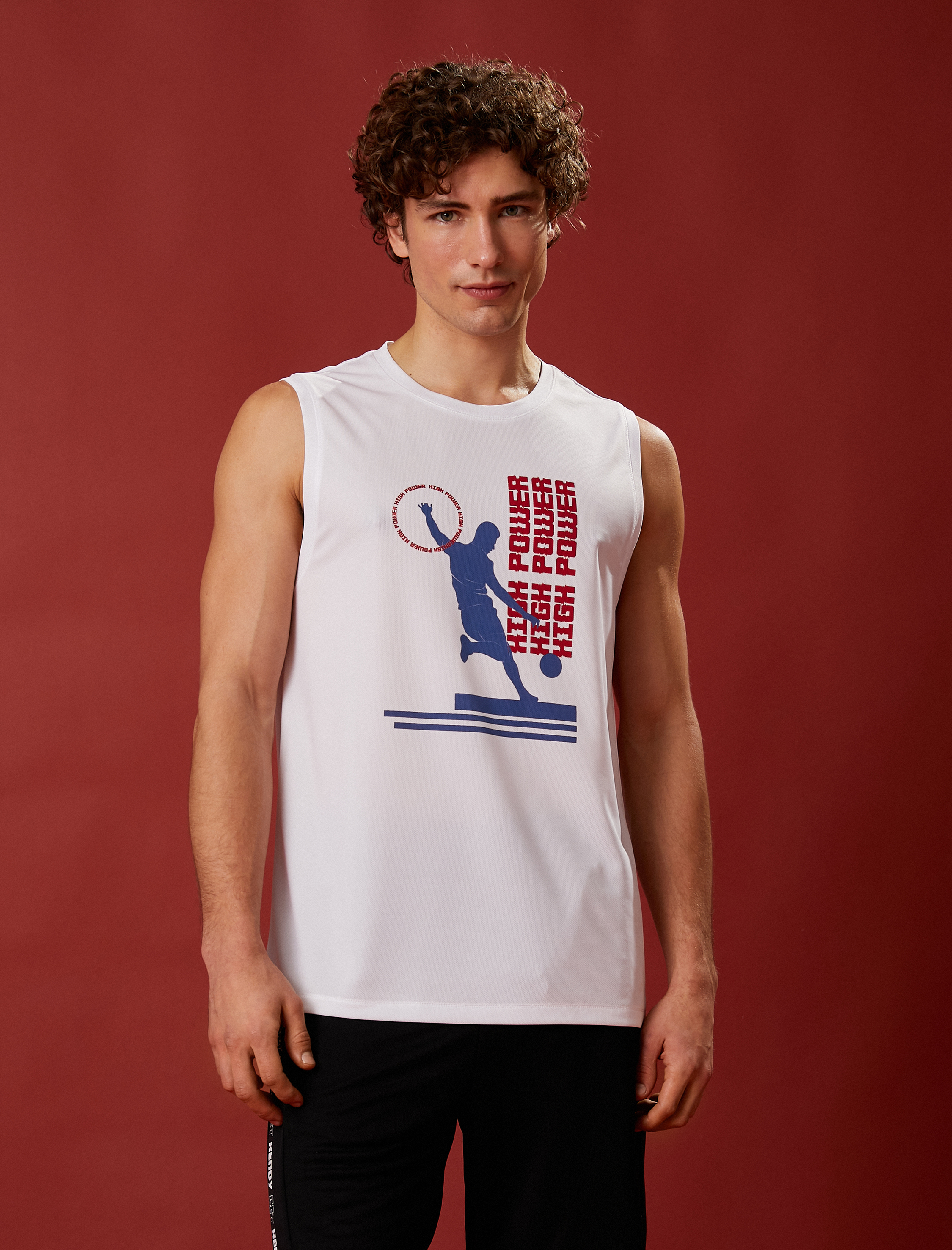   Sporcu Atleti Basketbol Baskılı Bisiklet Yaka Nefes Alan Kumaş