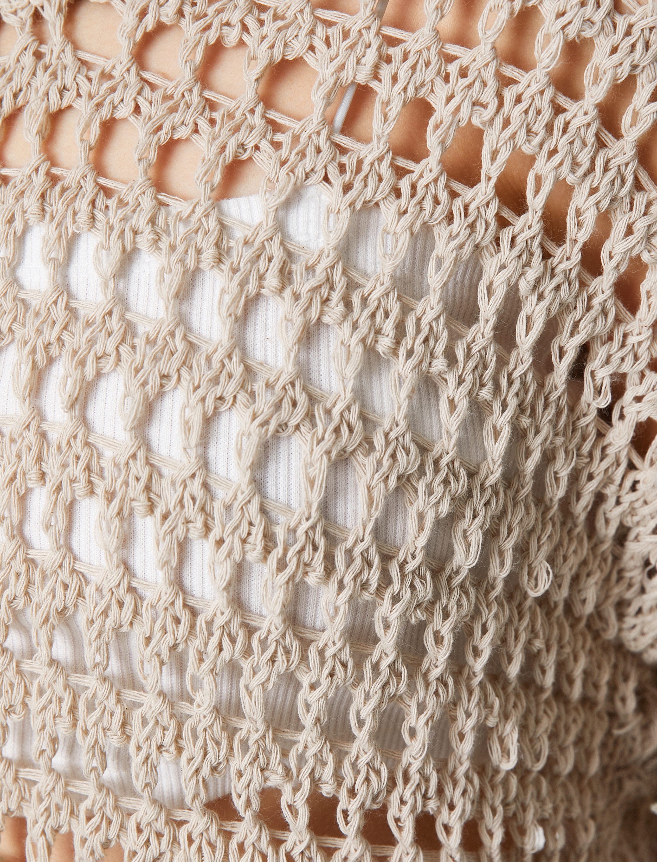   Bisiklet Yaka Triko Kazak Ajurlu File Uzun Kollu Ribanalı