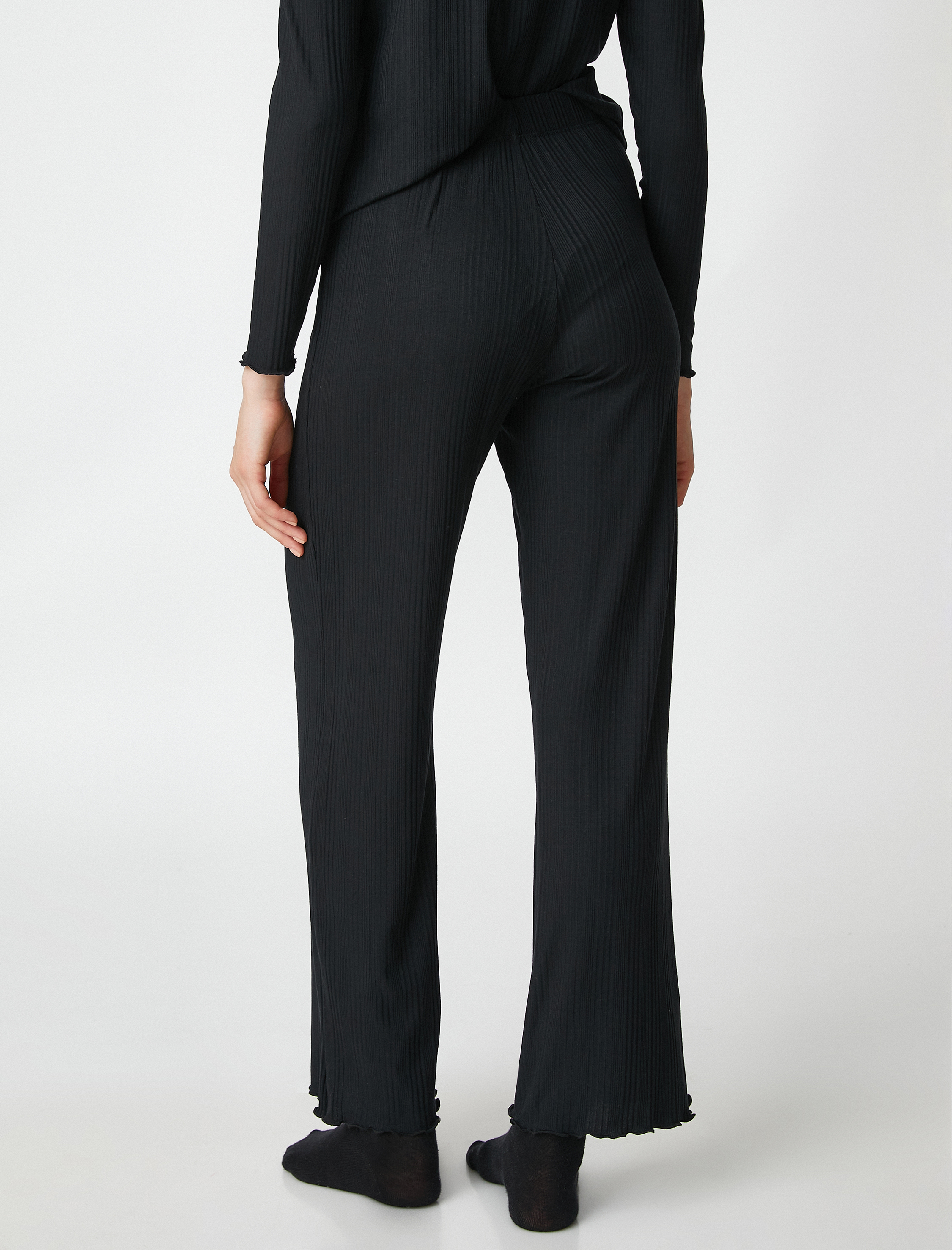   Pijama Altı Düz Paça Dokulu Rahat Kesim