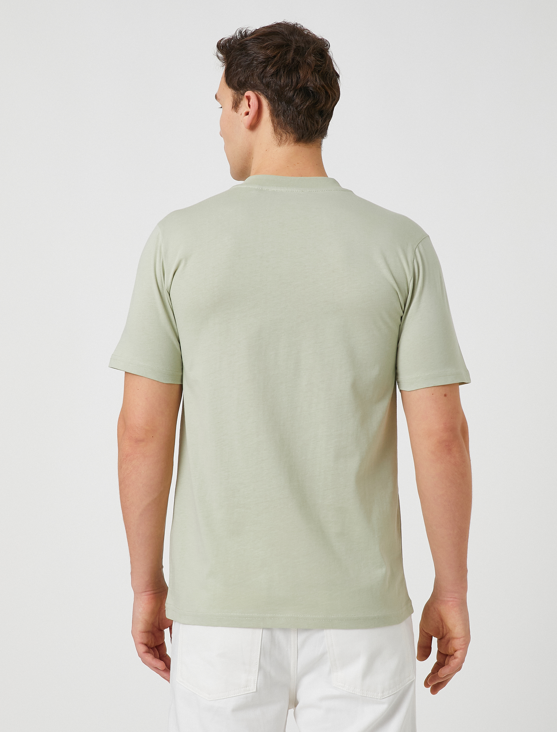   Bloklu Tişört Bisiklet Yaka Kısa Kollu Dikiş Detaylı