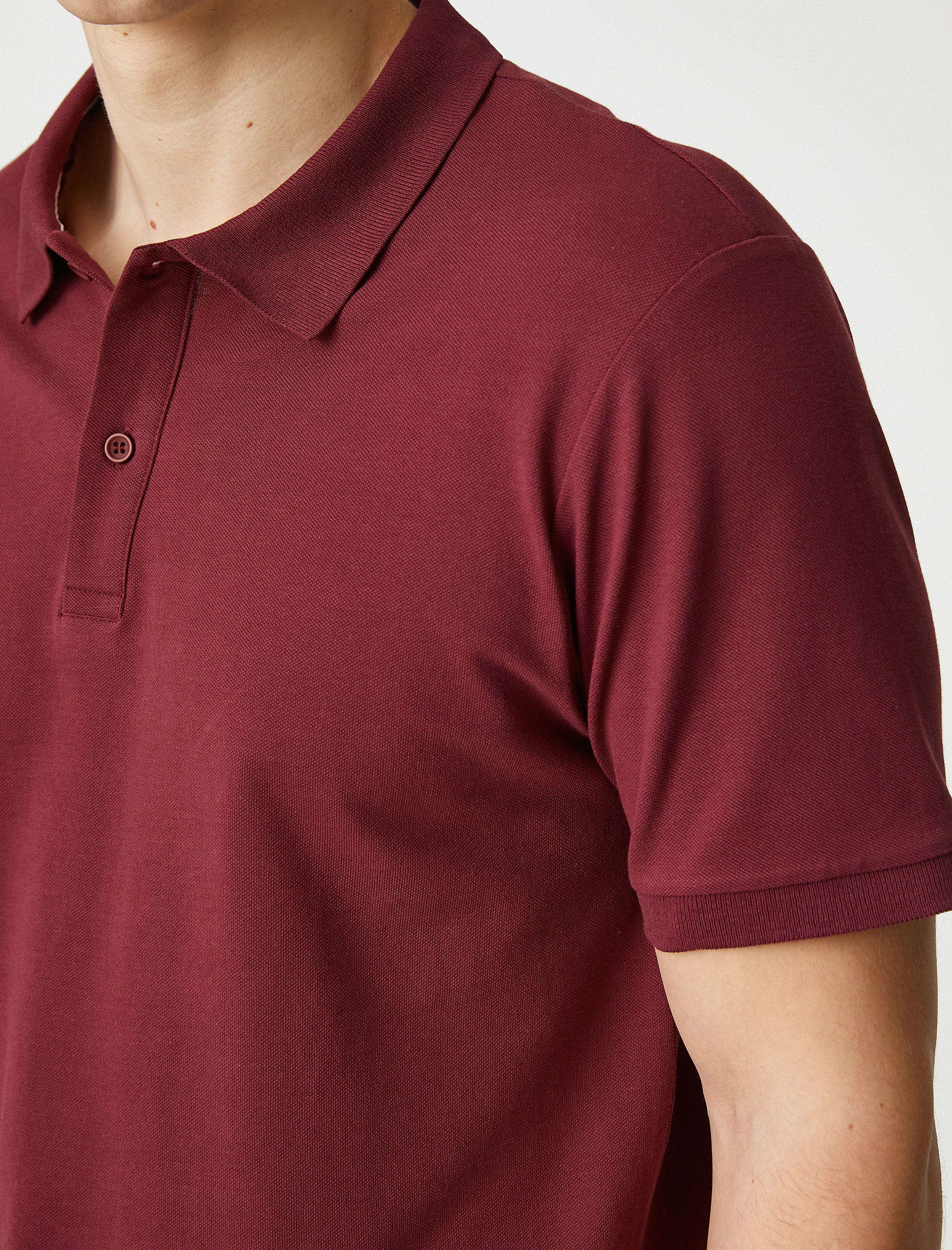   Basic Tişört Polo Yaka Düğmeli Dar Kesim