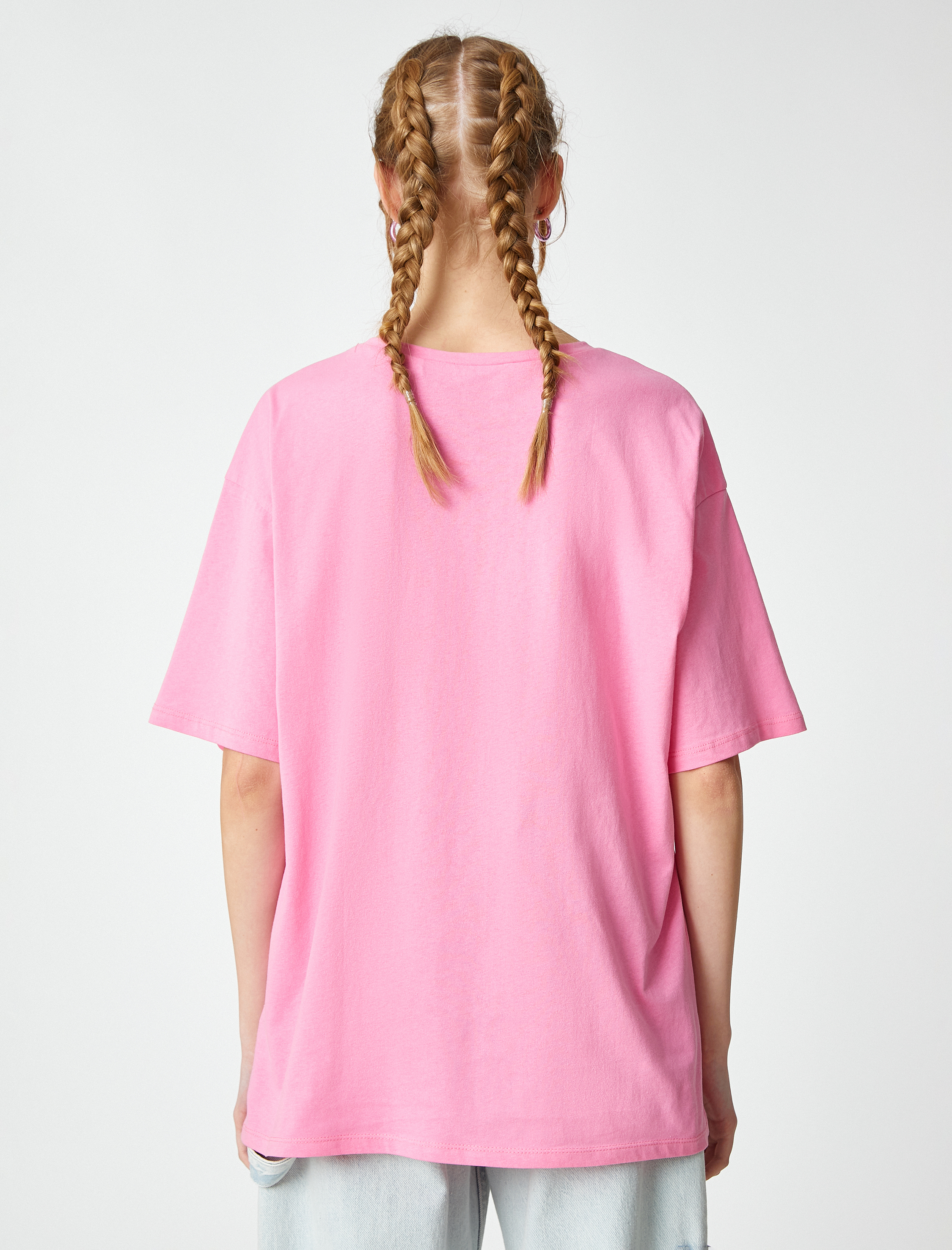   Baskılı Tişört Pamuklu Bisiklet Yaka Kısa Kollu