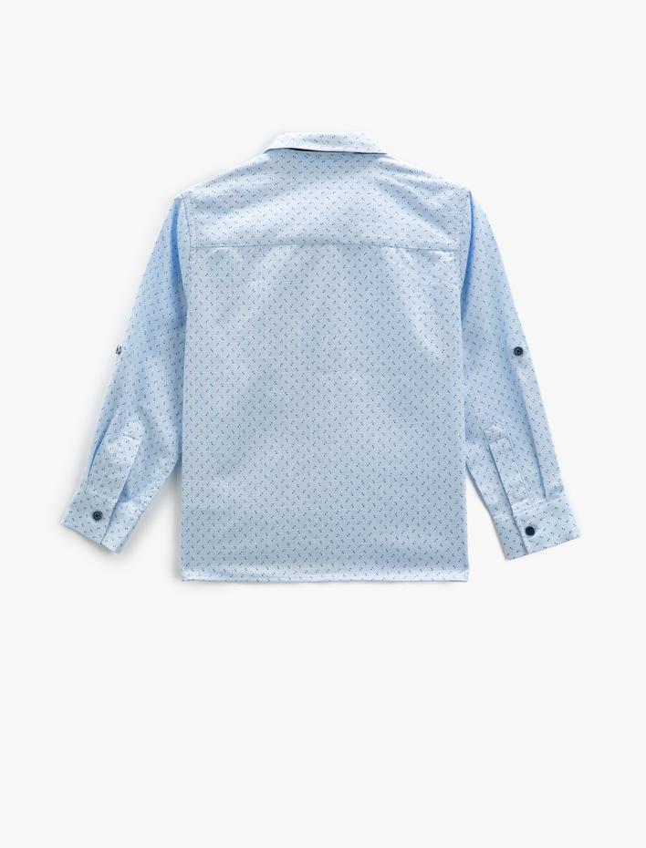 Erkek Çocuk Papyonlu Gömlek Uzun Kollu Tek Cep Detaylı Pamuklu