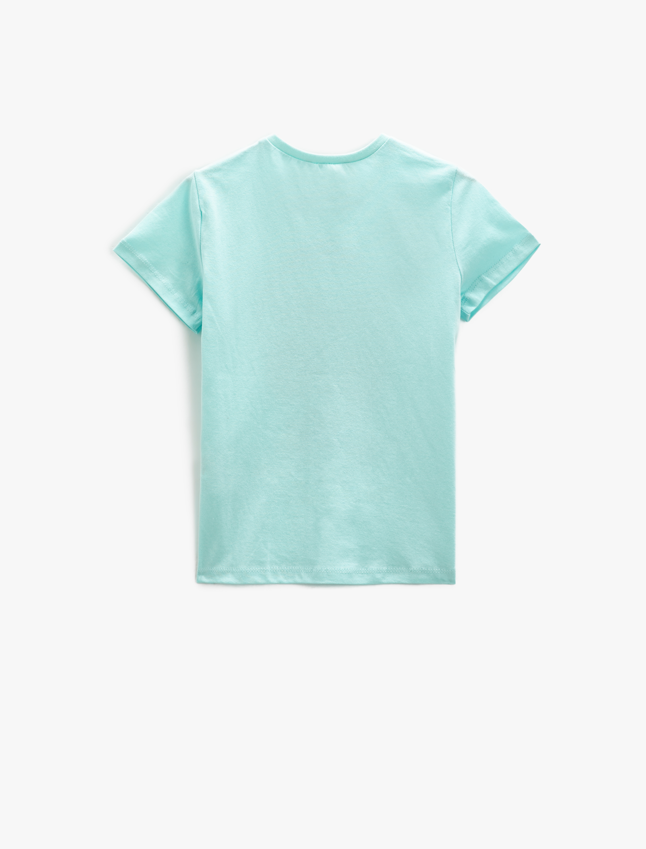  Kız Çocuk Simli Tişört Kısa Kollu Bisiklet Yaka Müzik Temalı Baskılı