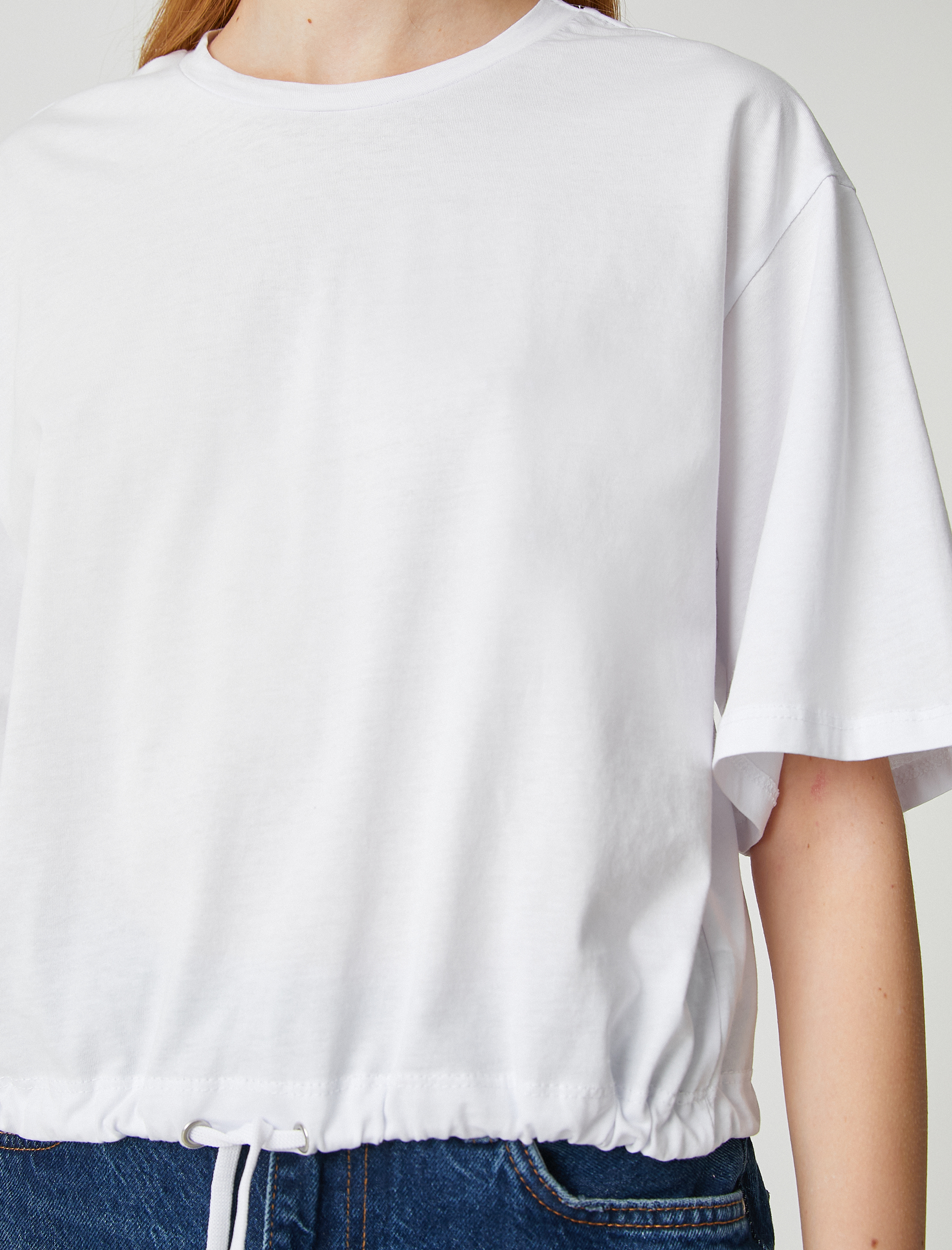   Pamuklu Tişört Kısa Kollu Bisiklet Yaka