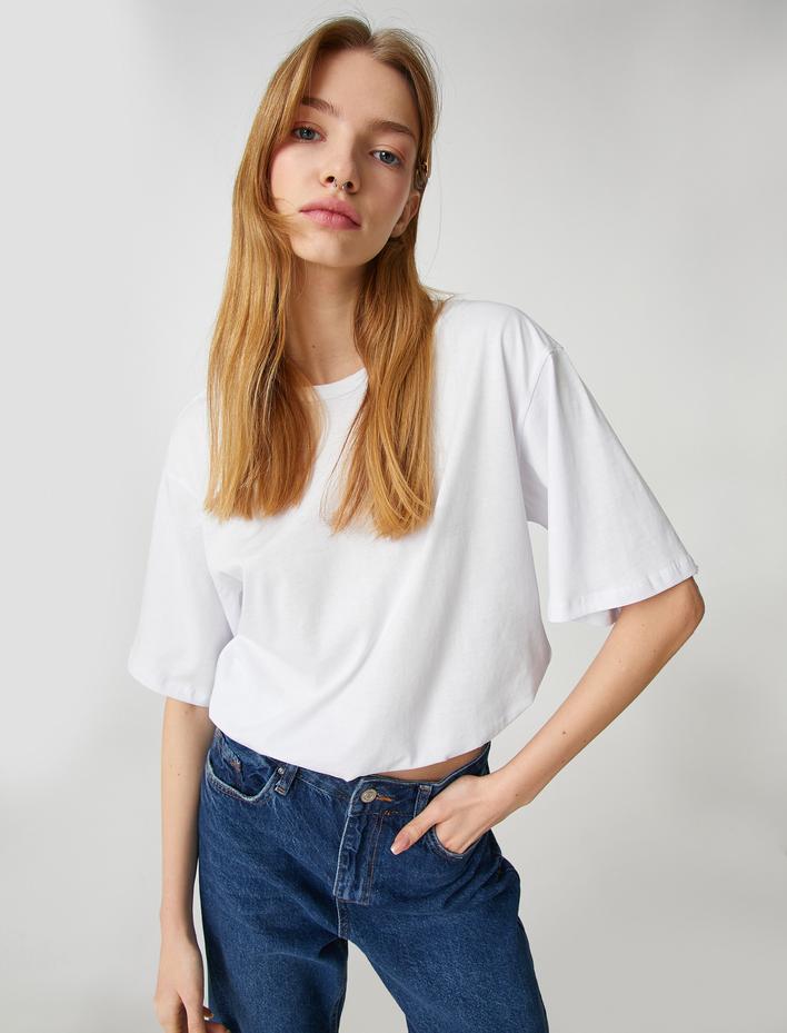  Pamuklu Tişört Kısa Kollu Bisiklet Yaka