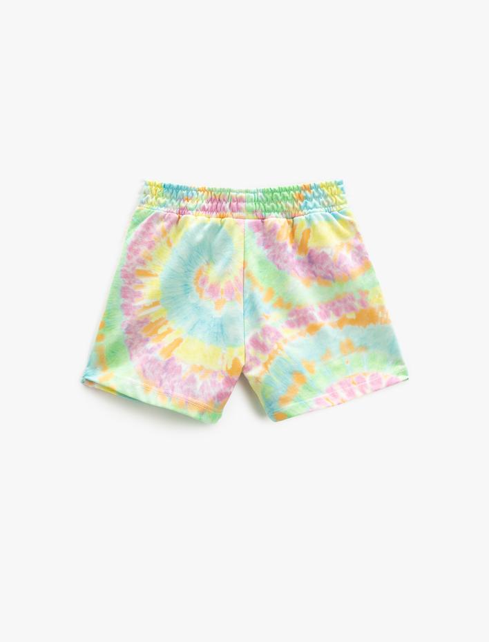 Kız Çocuk Batik Desenli Şort Cepli Beli Lastikli Rahat Kesim