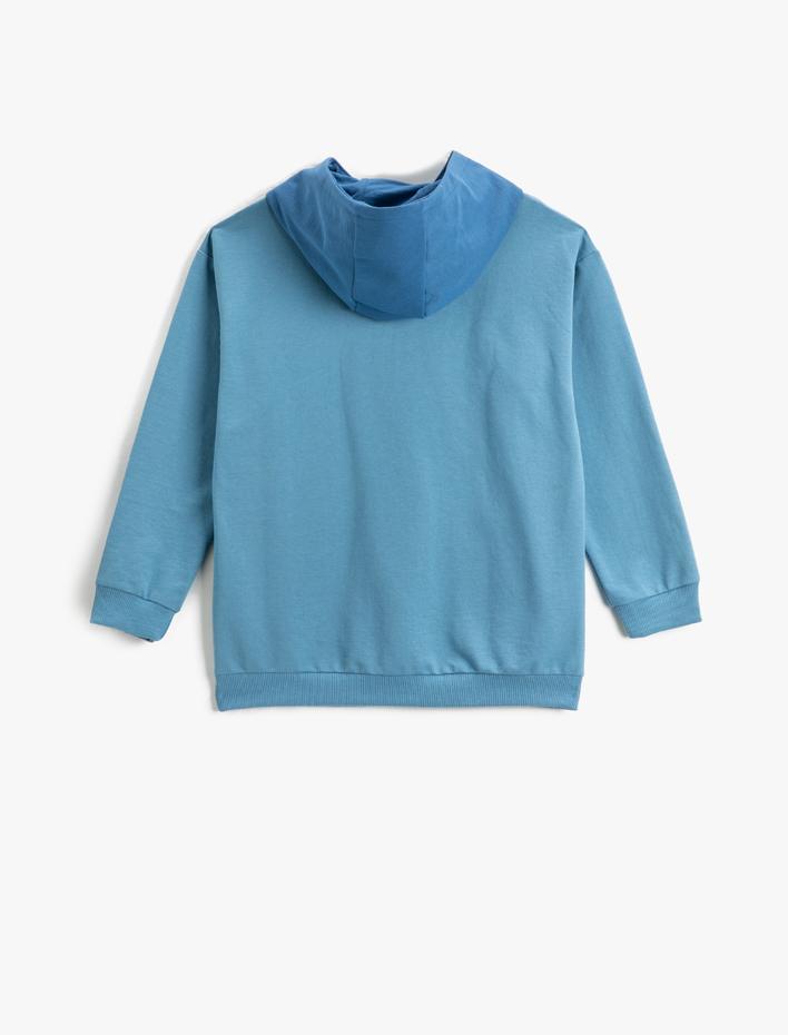Erkek Çocuk Kapşonlu Sweatshirt Renk Bloklu Kanguru Cepli
