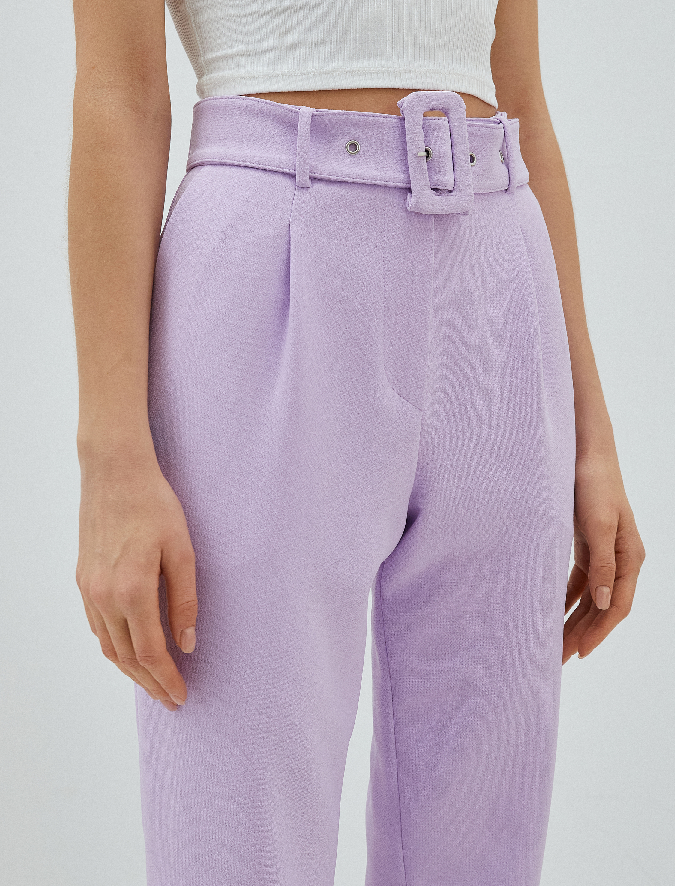   Kemerli Havuç Pantolon Pileli Cepli