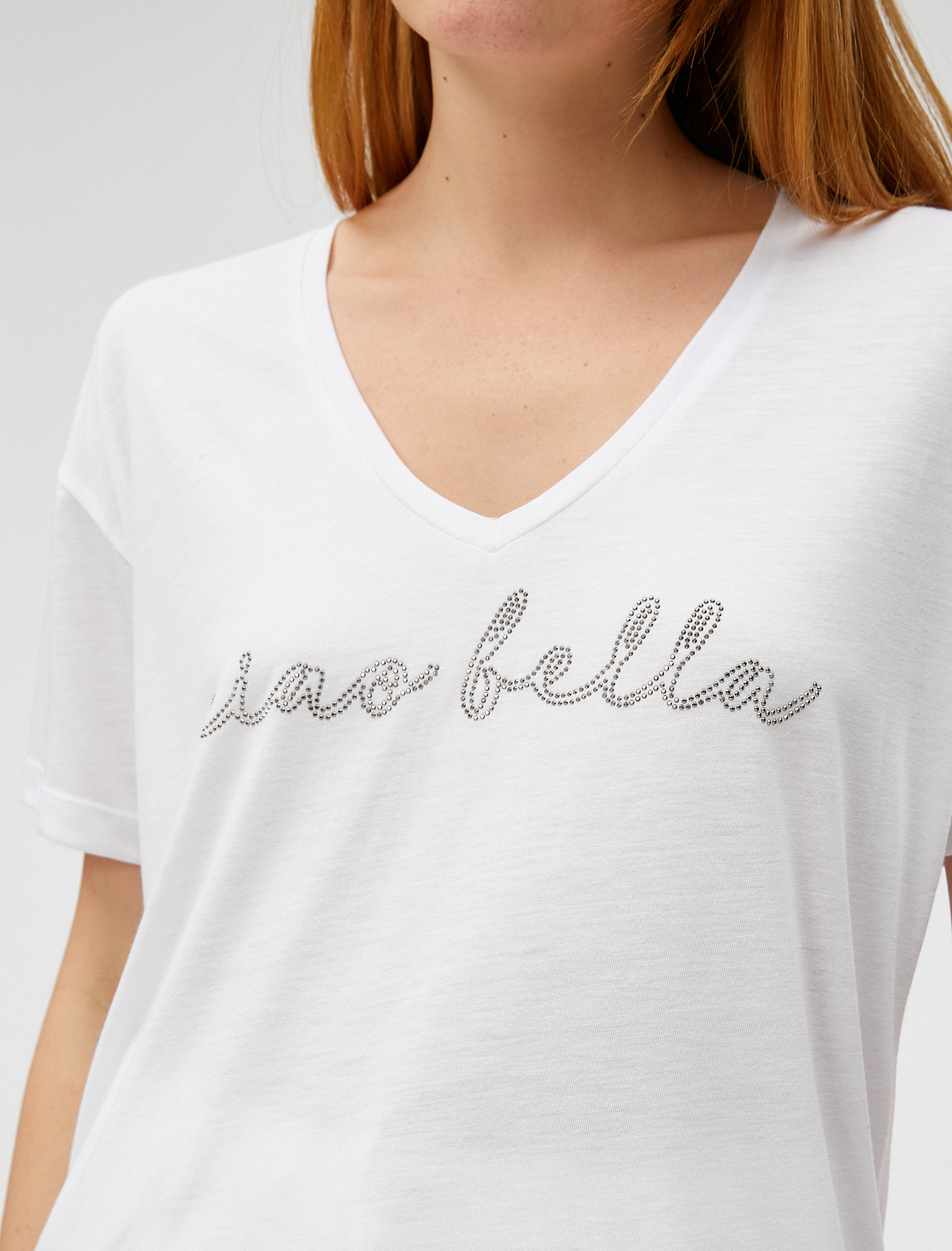   Taşlı Tişört V Yaka