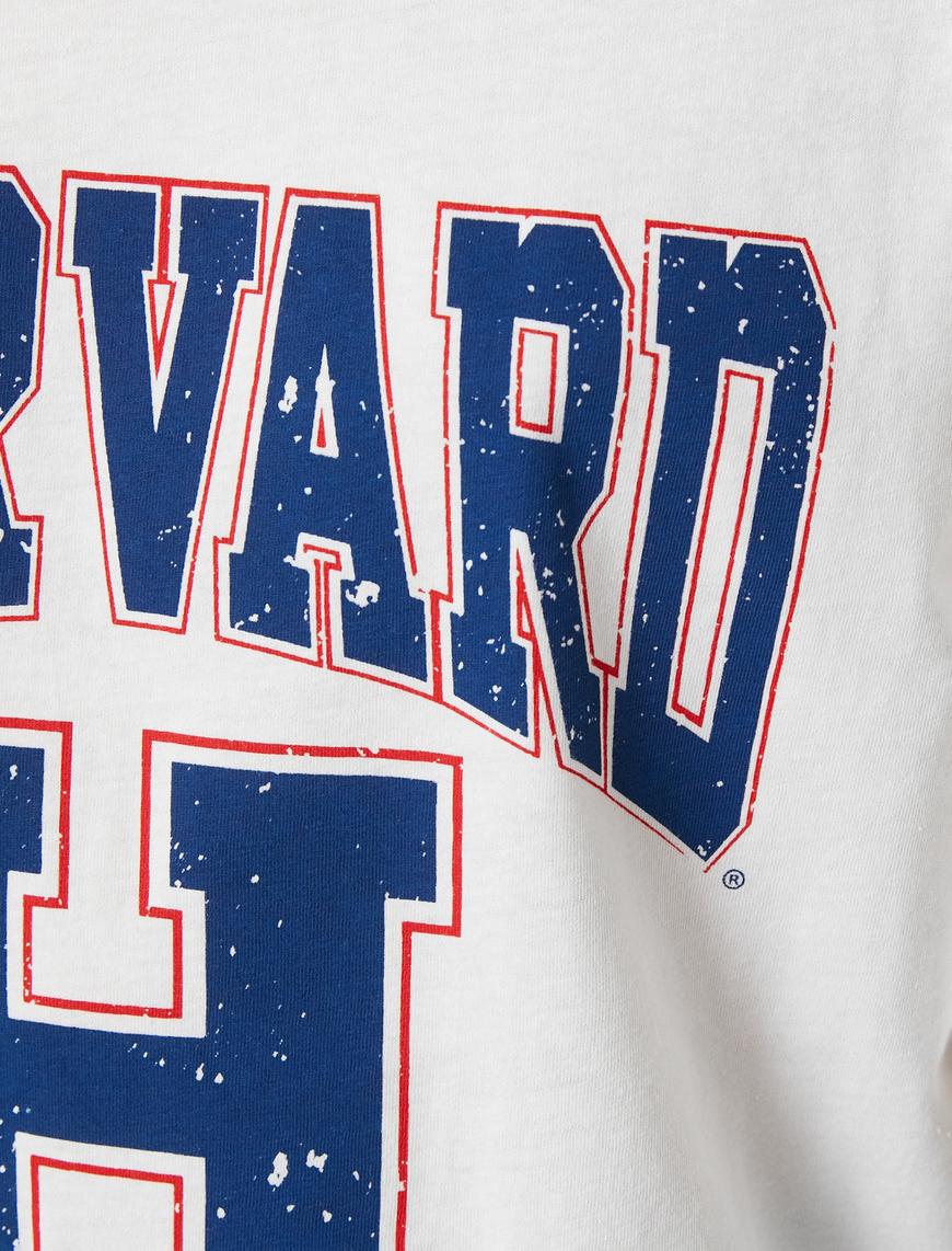   Harvard Tişört Baskılı Lisanslı Pamuklu Bisiklet Yaka Kısa Kollu