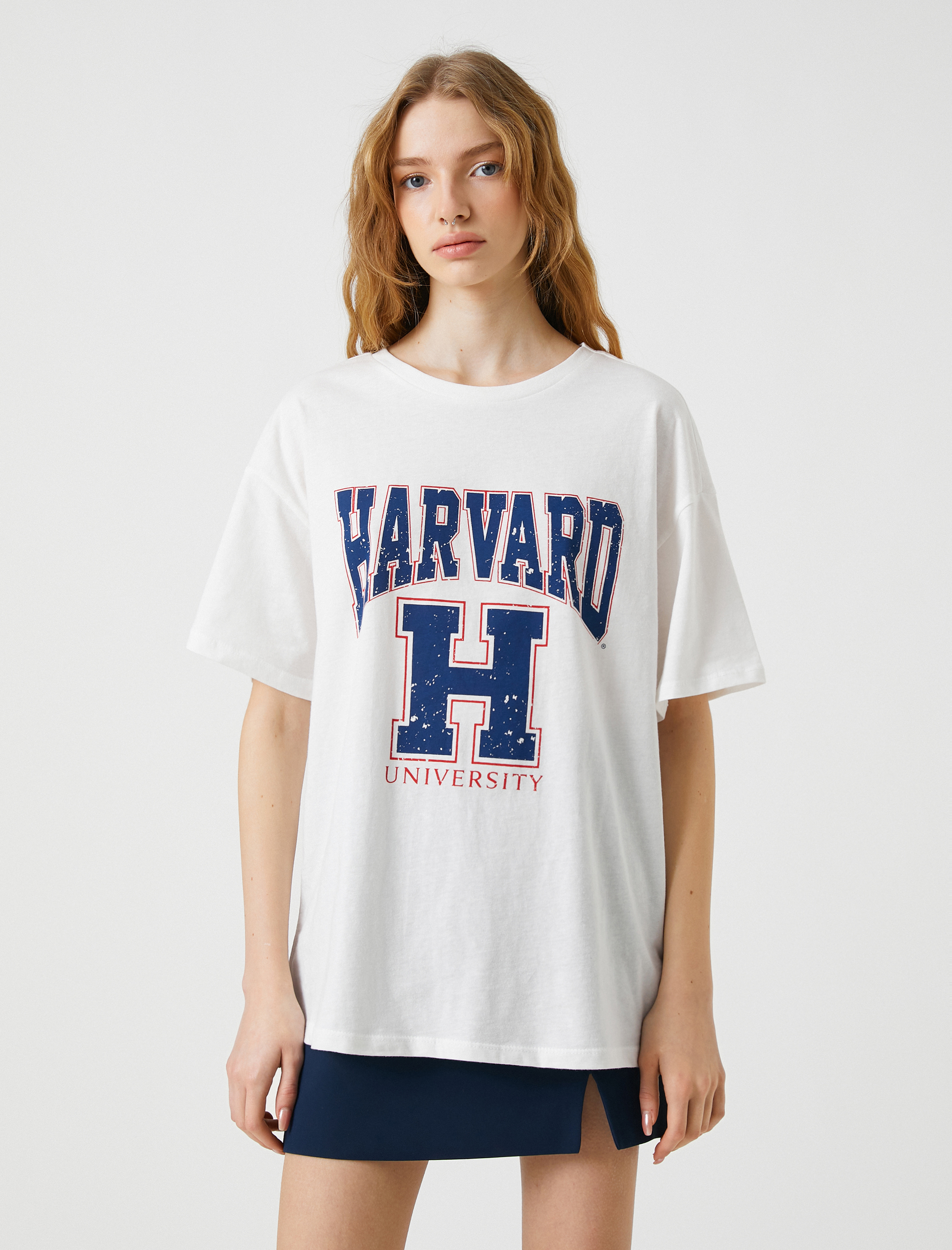   Harvard Tişört Baskılı Lisanslı Pamuklu Bisiklet Yaka Kısa Kollu