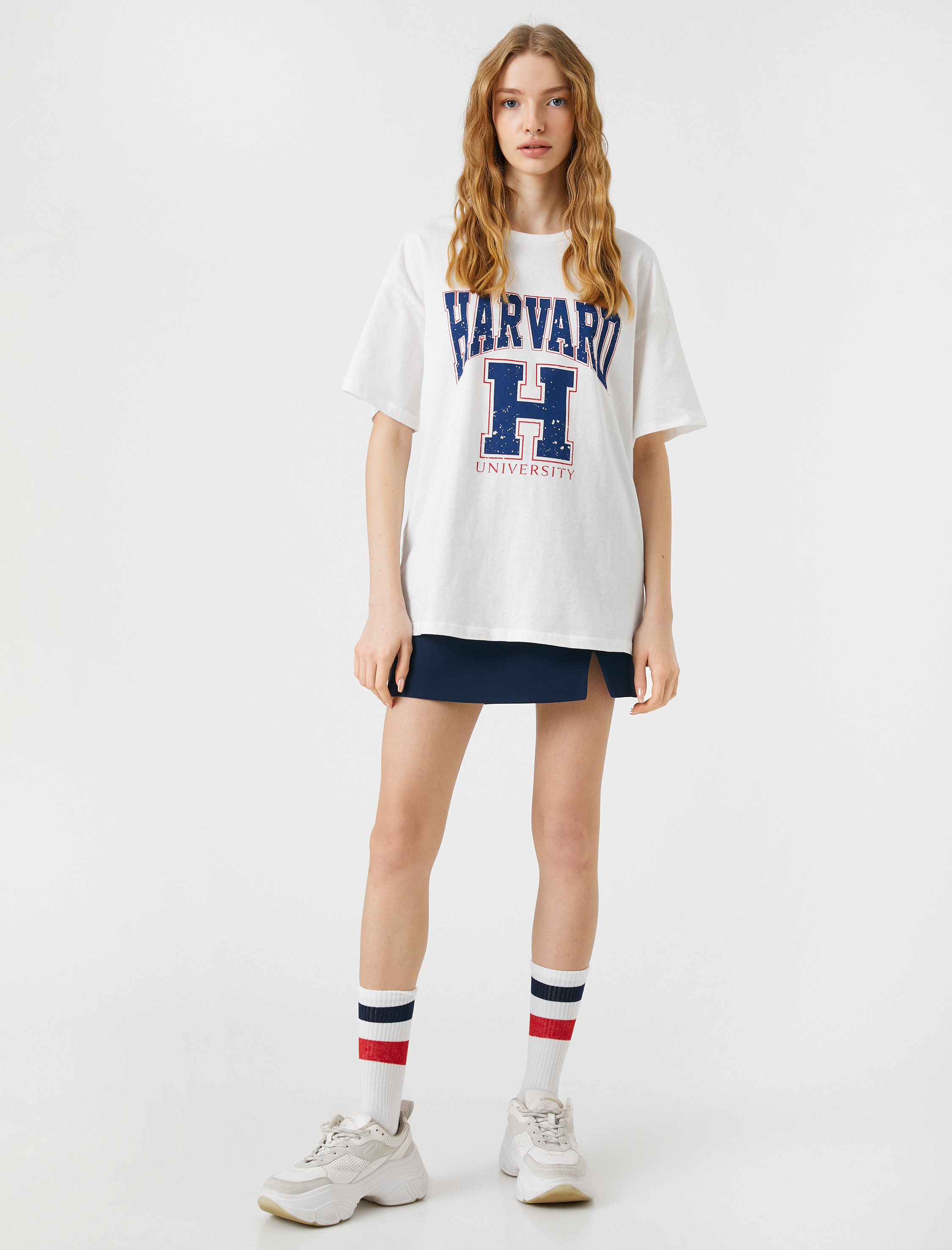   Harvard Tişört Baskılı Lisanslı Pamuklu Bisiklet Yaka Kısa Kollu