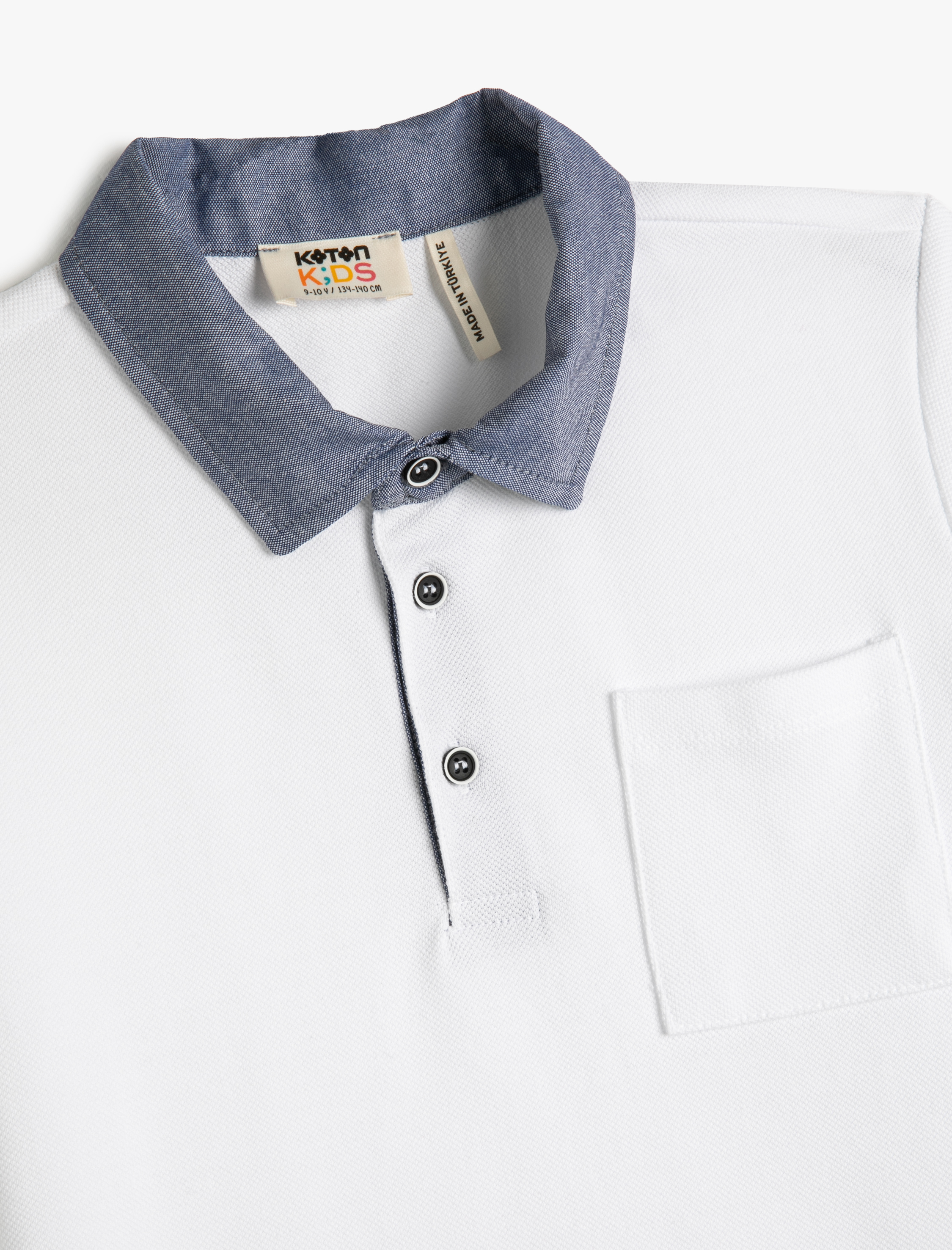  Erkek Çocuk Polo Yaka Tişört Kısa Kollu Tek Cep Detaylı Pamuklu