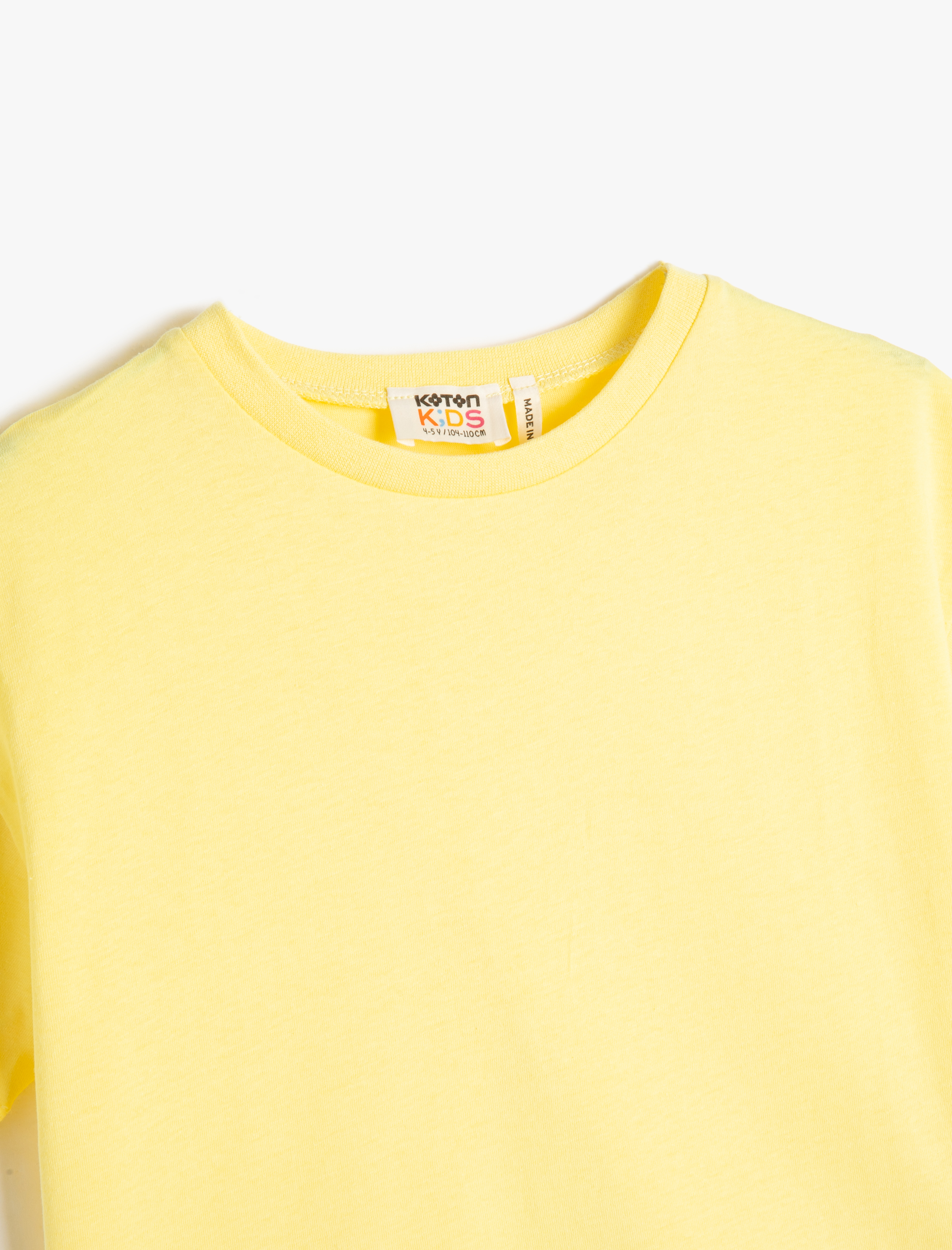  Kız Çocuk Arkası Pencere Detaylı Basic Tişört Kısa Kollu Bisiklet Yaka Pamuklu