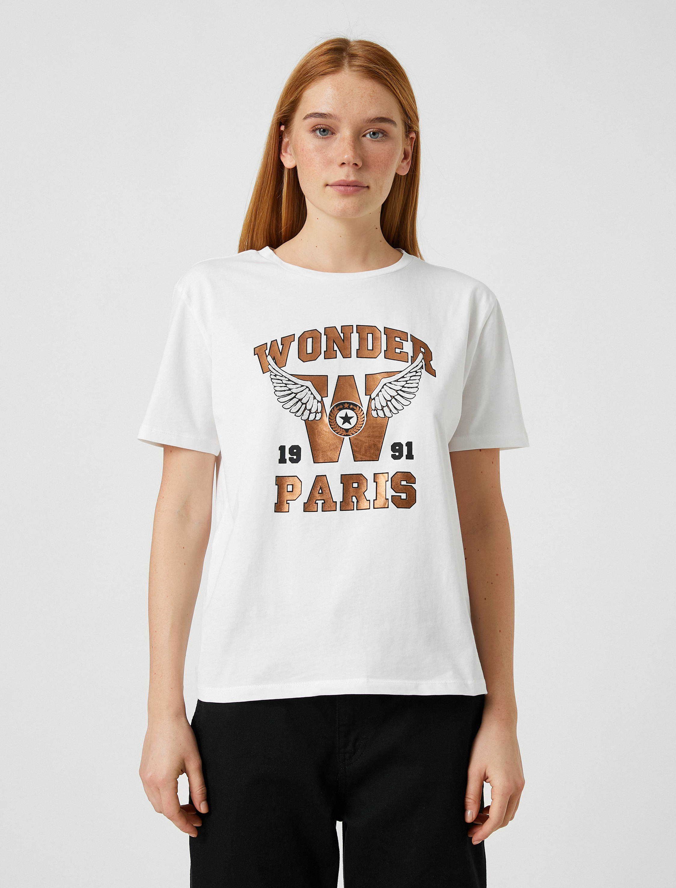   Parlak Baskılı Tişört Pamuklu