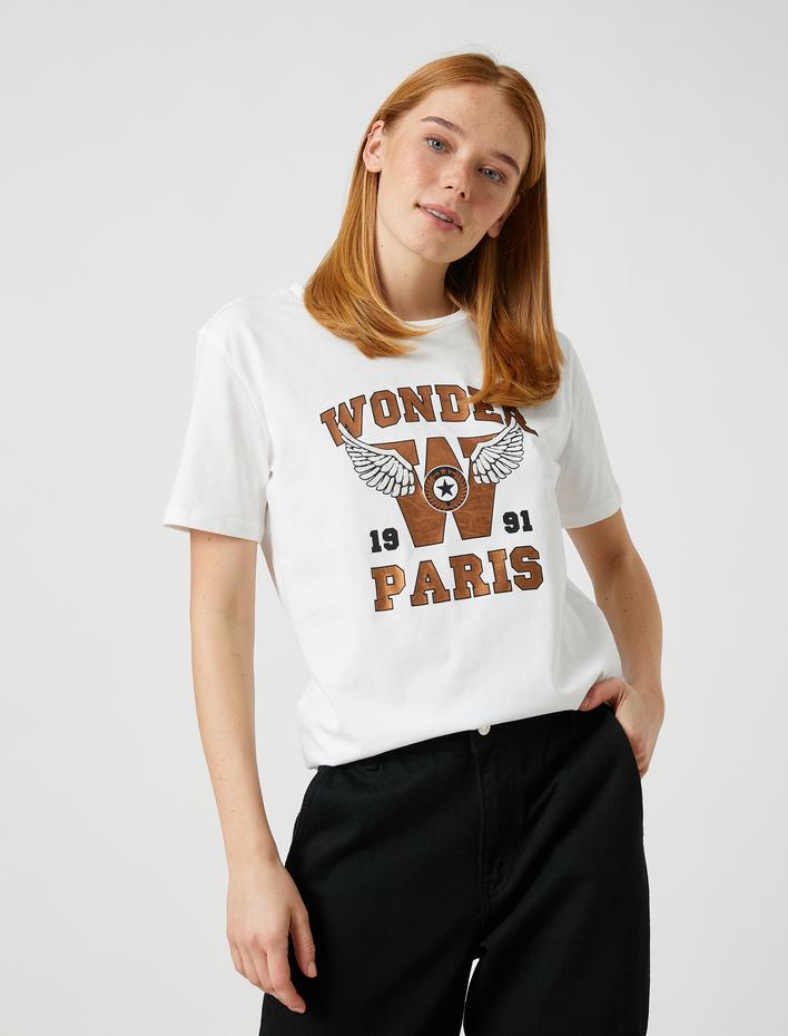  Parlak Baskılı Tişört Pamuklu