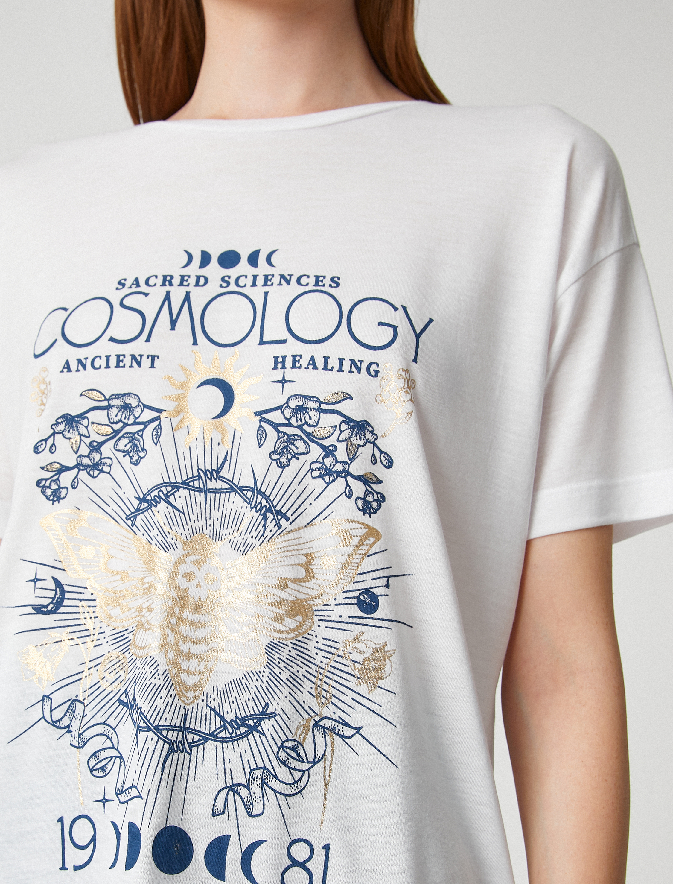   Horoskop Baskılı Tişört Bisiklet Yaka