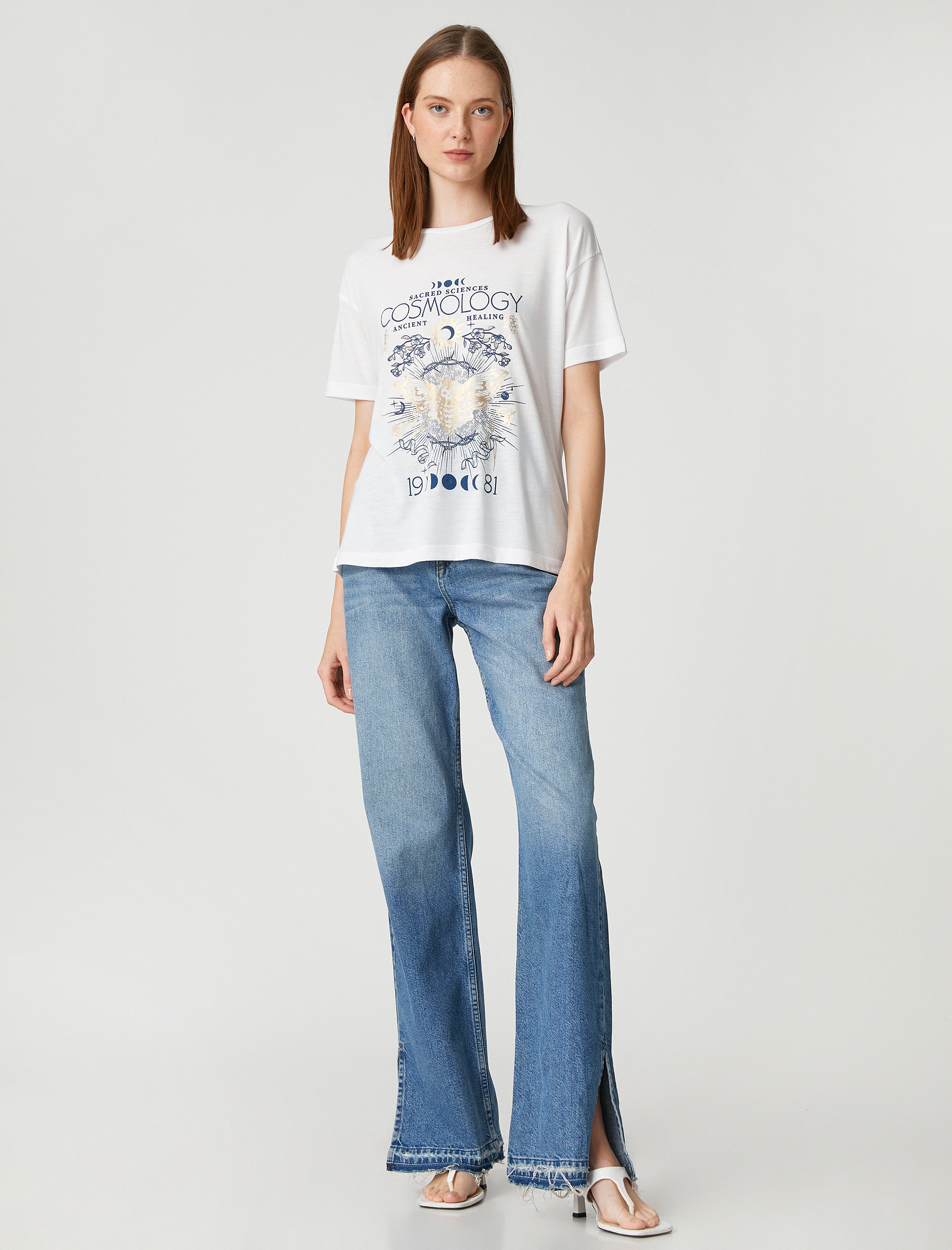   Horoskop Baskılı Tişört Bisiklet Yaka