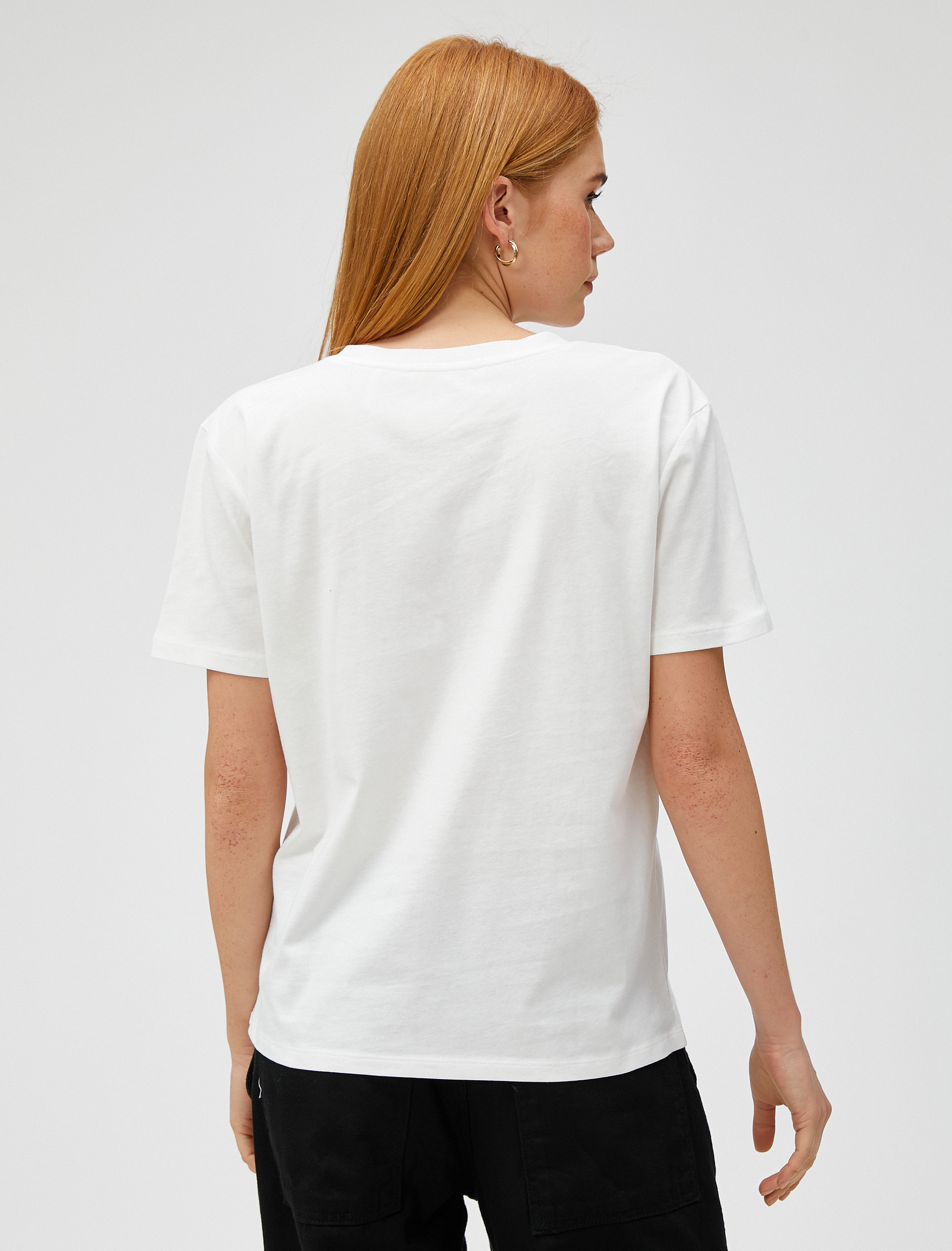   Kısa Kollu Tişört Zebra Baskılı V Yaka