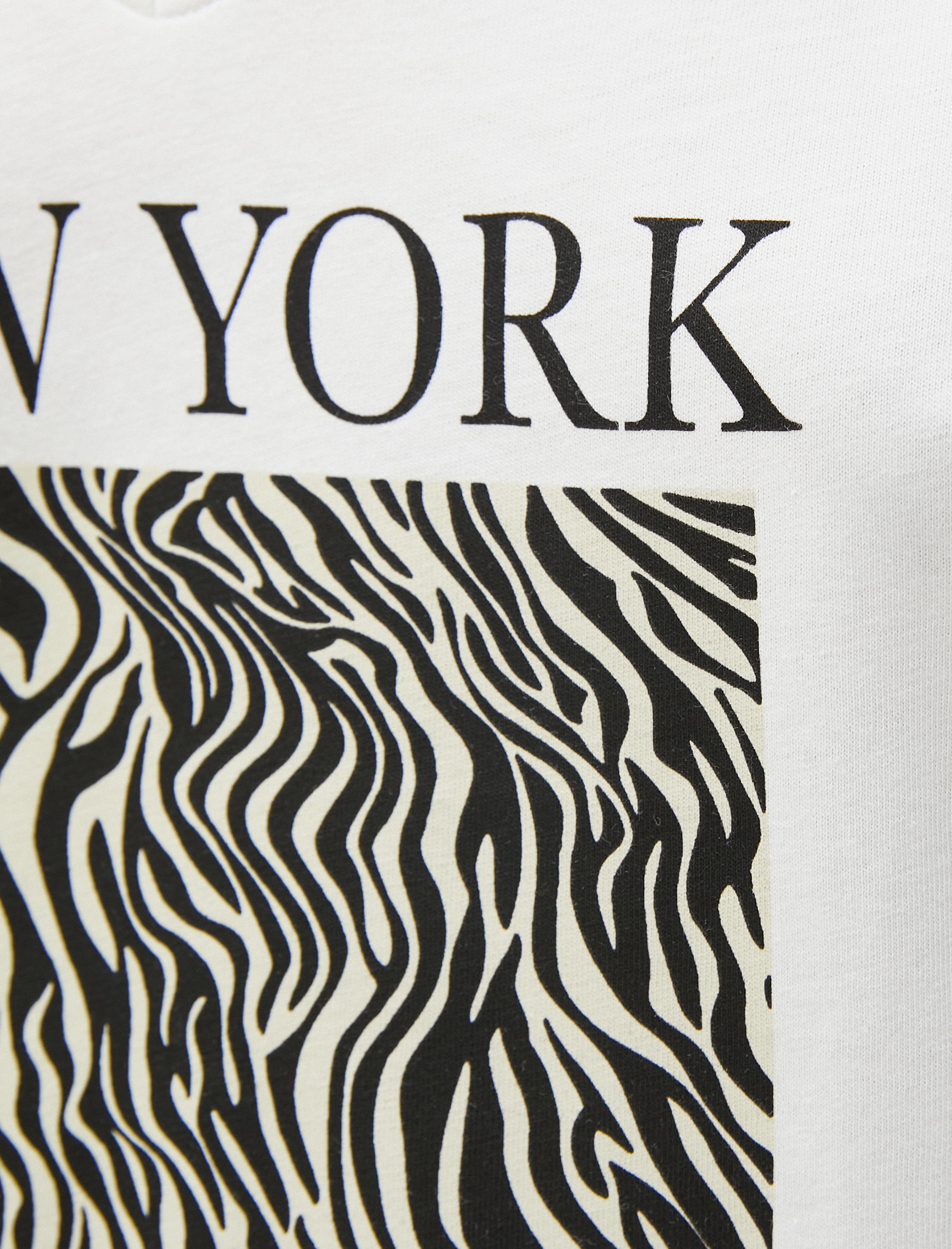   Kısa Kollu Tişört Zebra Baskılı V Yaka