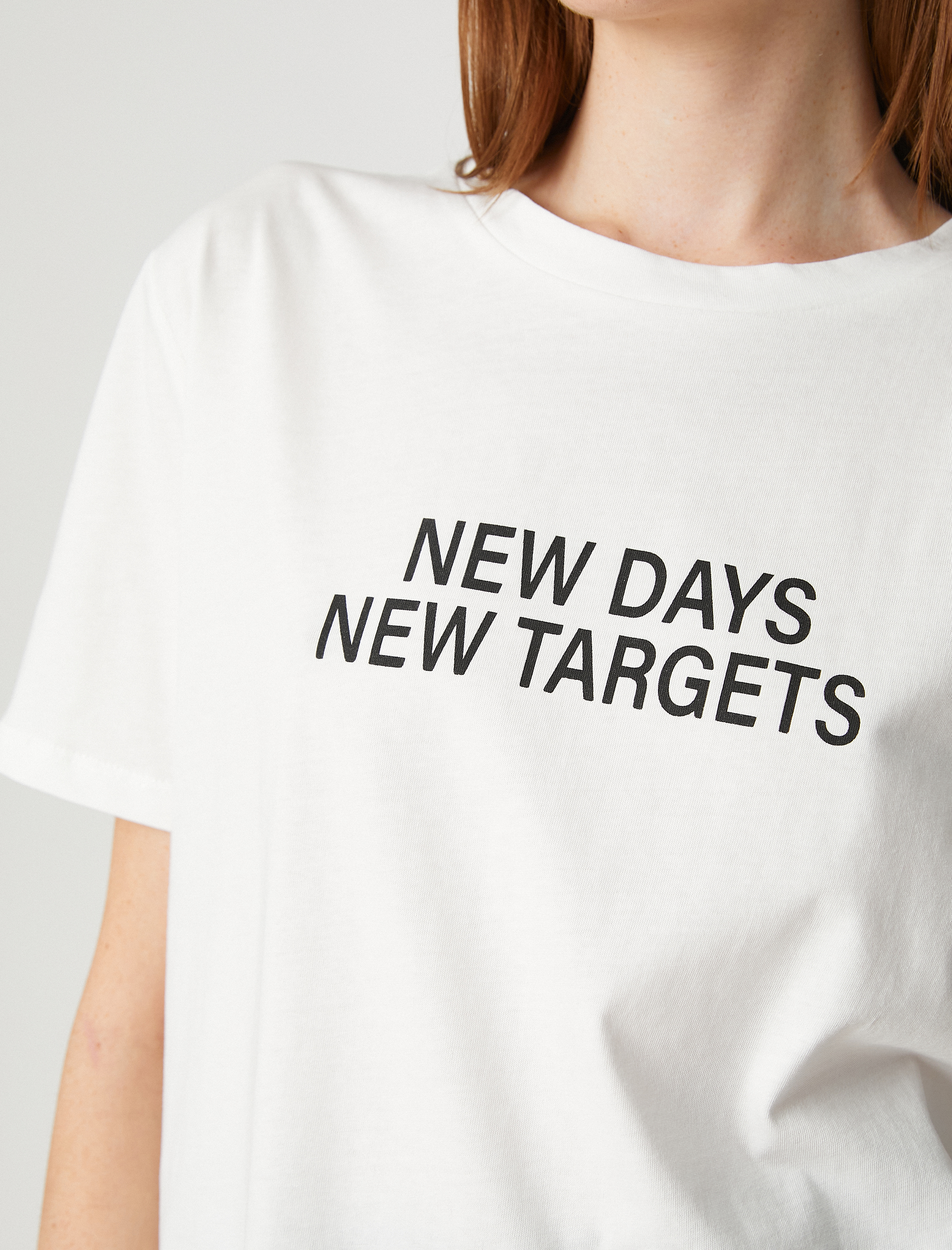   Kısa Kollu Tişört Slogan Baskılı Bisiklet Yaka