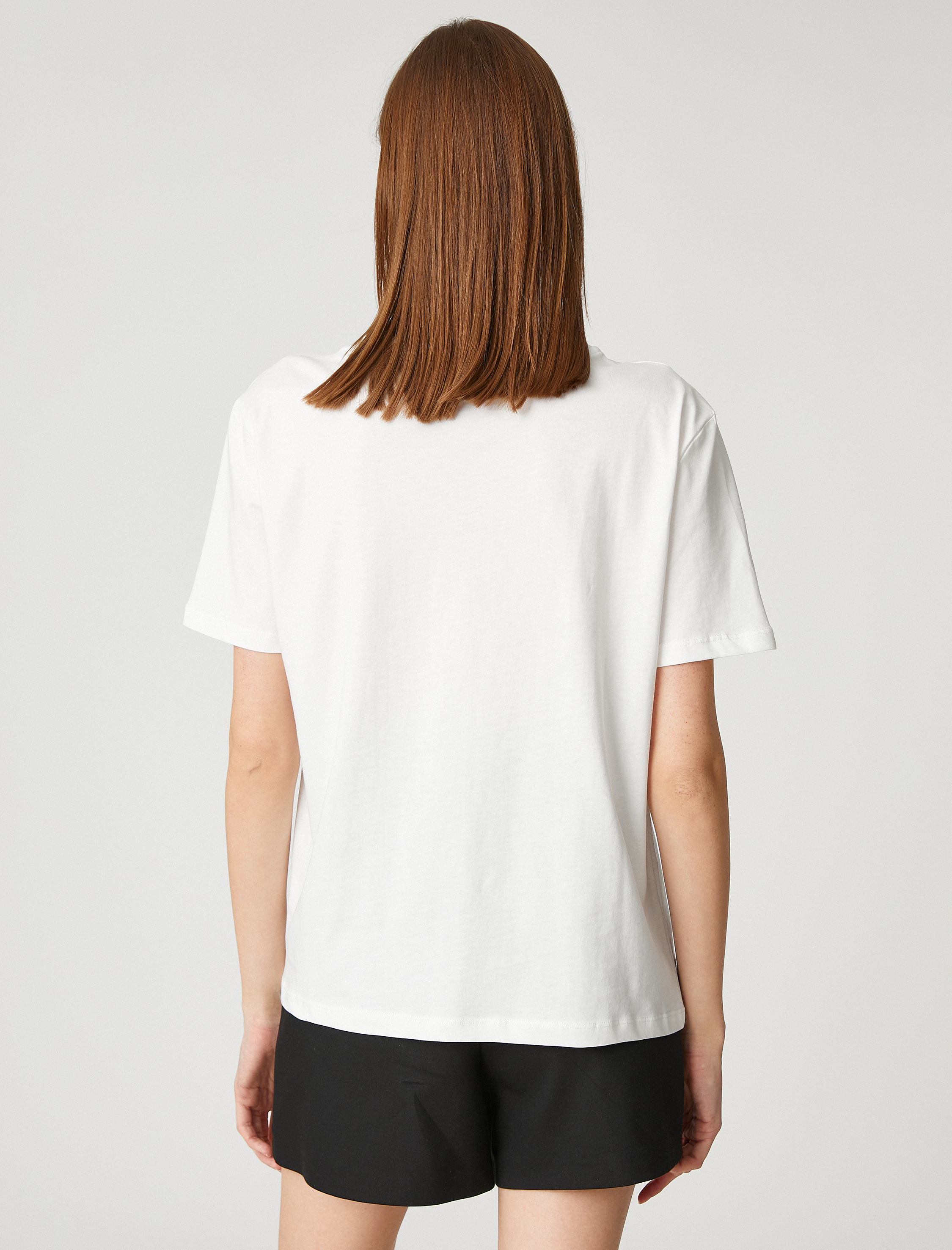   Kısa Kollu Tişört Slogan Baskılı Bisiklet Yaka