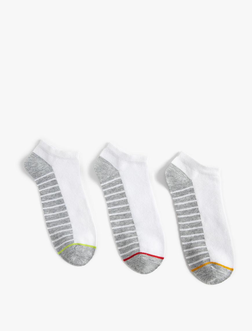  Erkek Çizgili 3'lü Patik Çorap Seti
