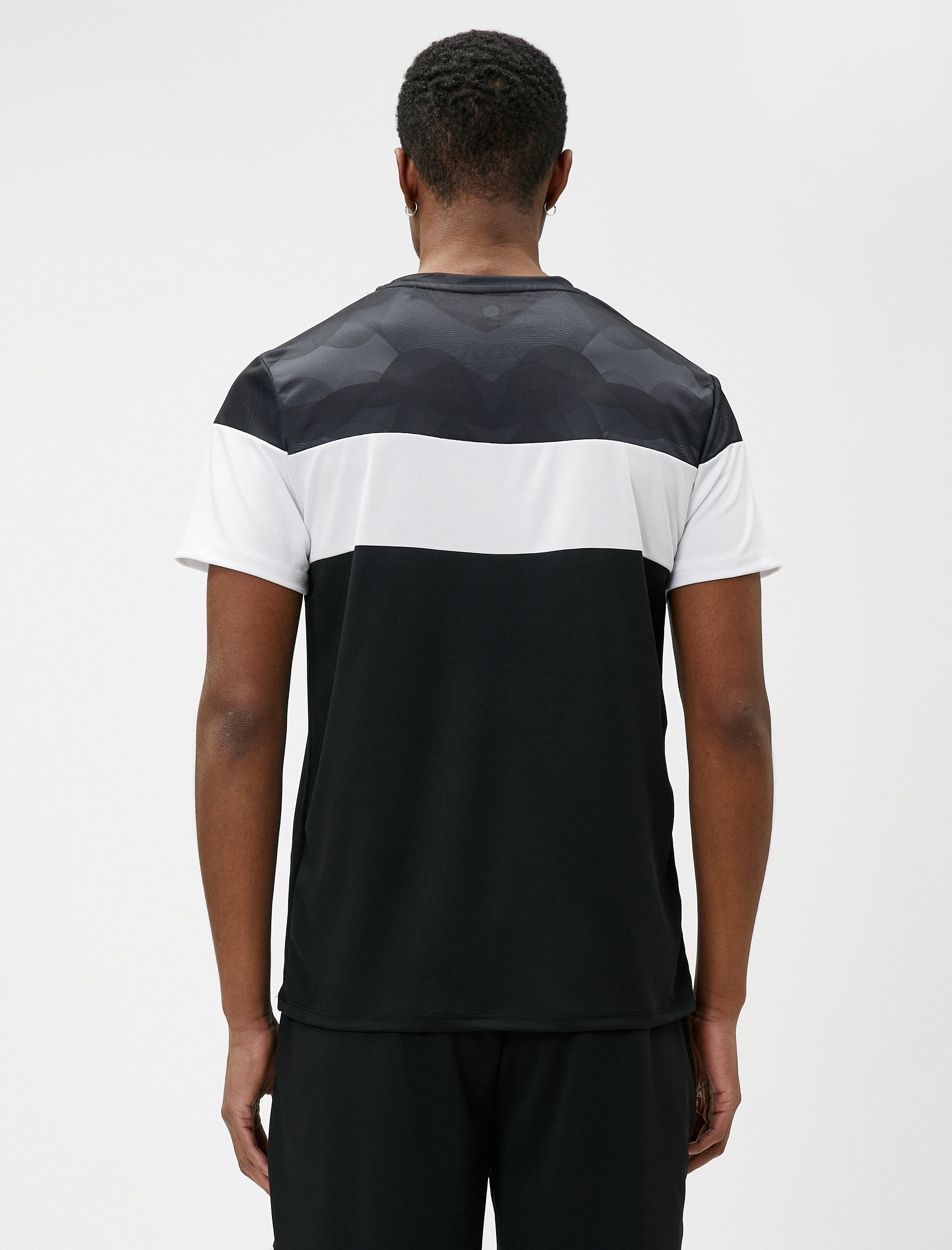   Spor Tişört Slogan Baskılı Bisiklet Yaka Renk Bloklu