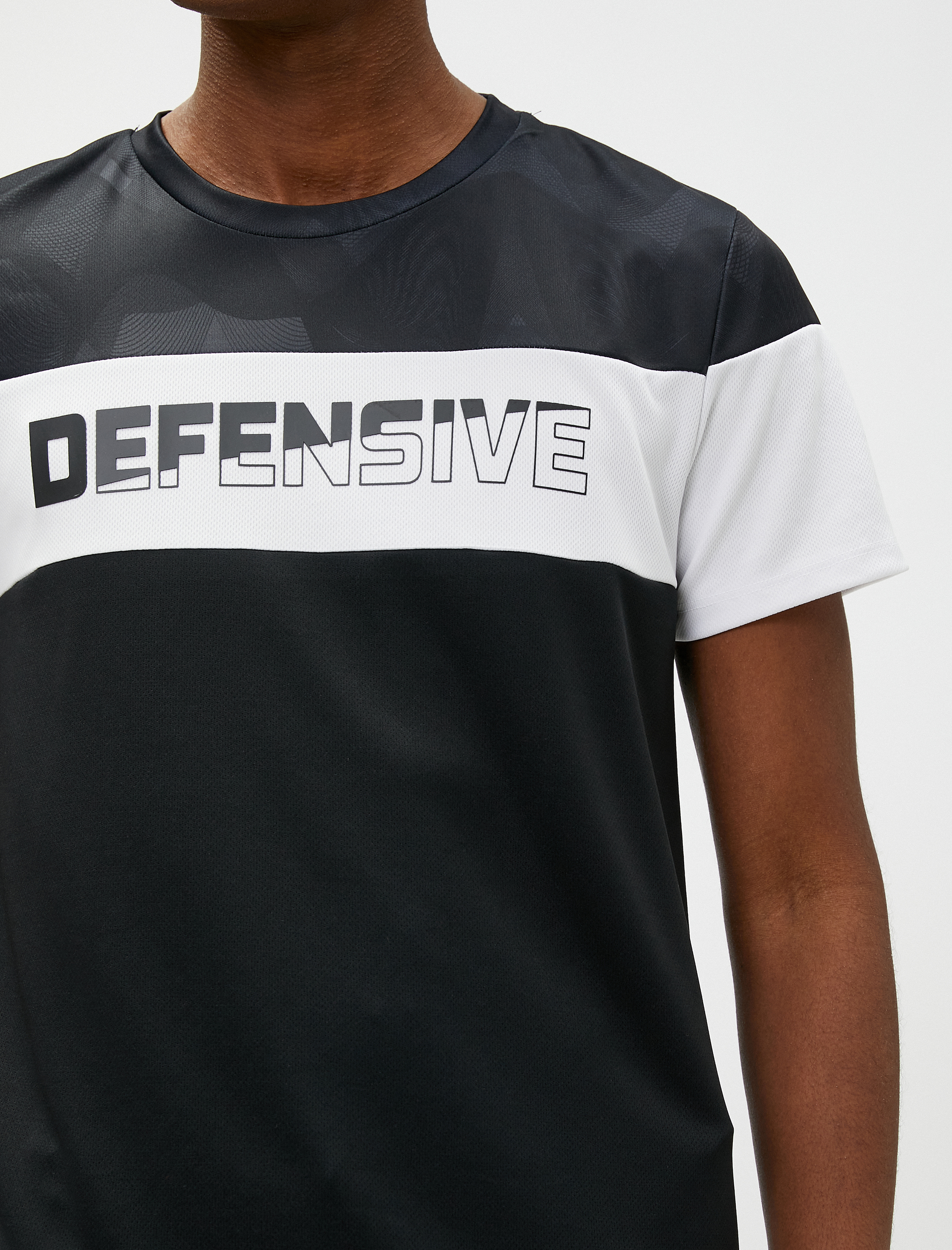   Spor Tişört Slogan Baskılı Bisiklet Yaka Renk Bloklu