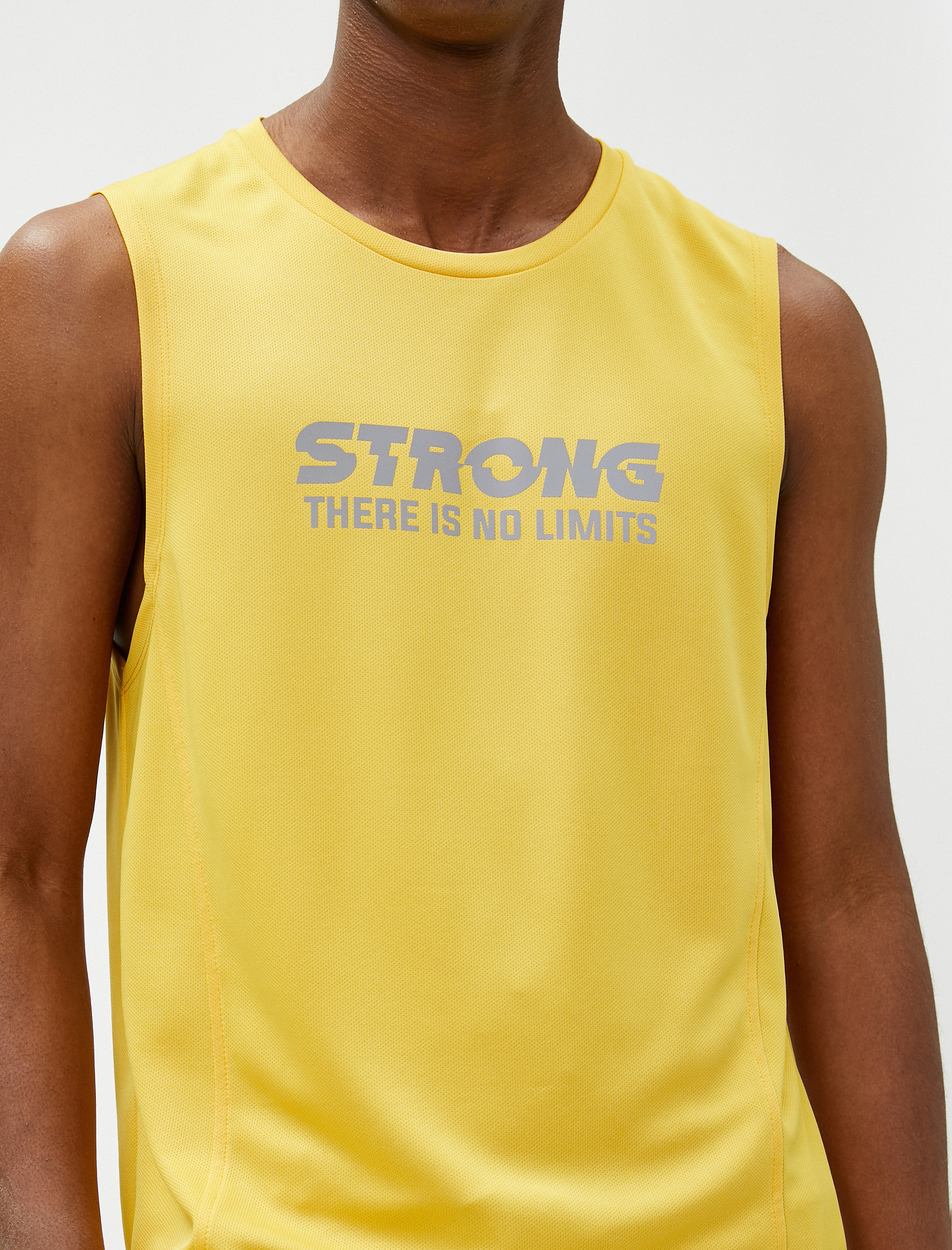 Sporcu Atleti Slogan Baskılı Bisiklet Yaka Kolsuz