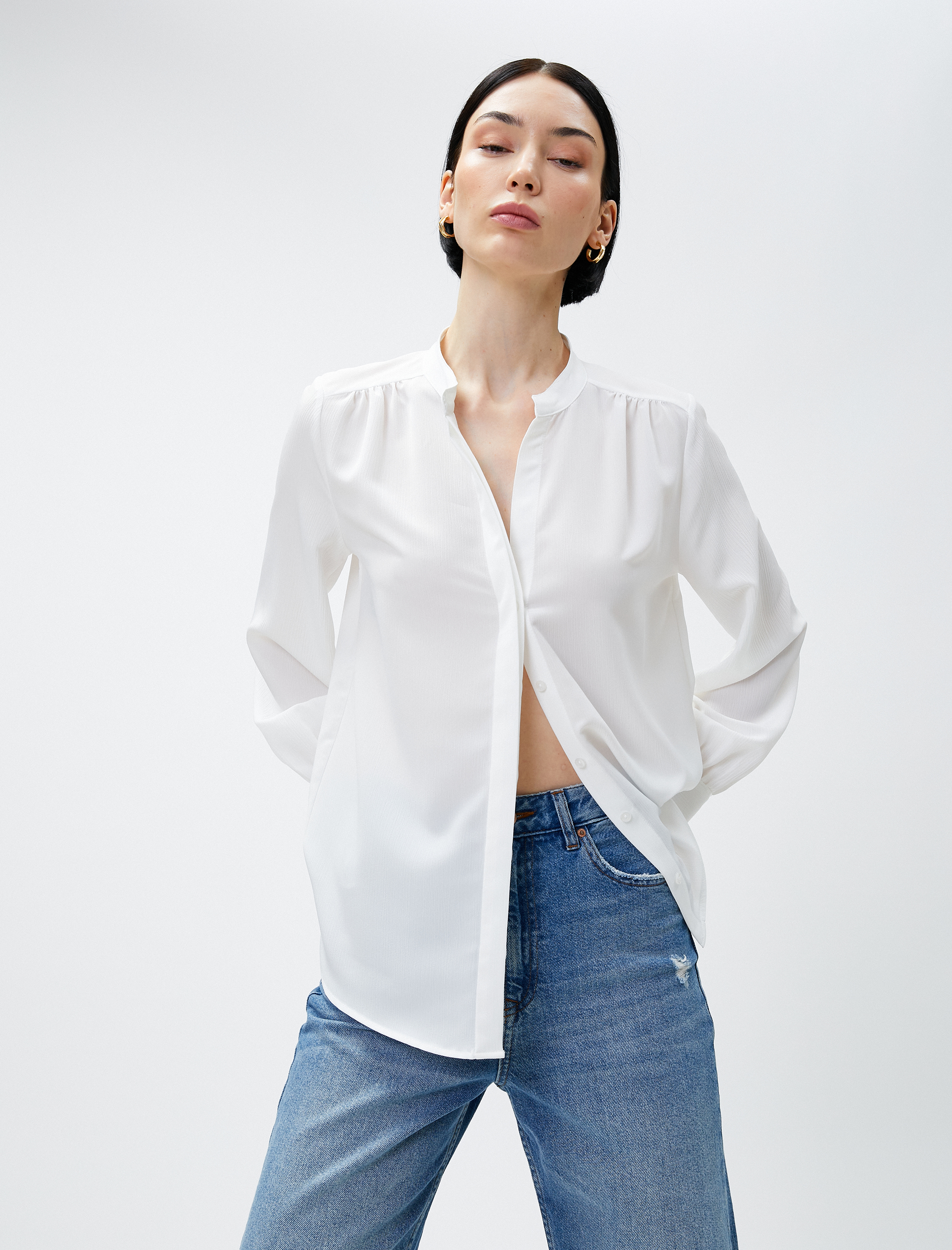   Hakim Yaka Gömlek Gizli Düğmeli