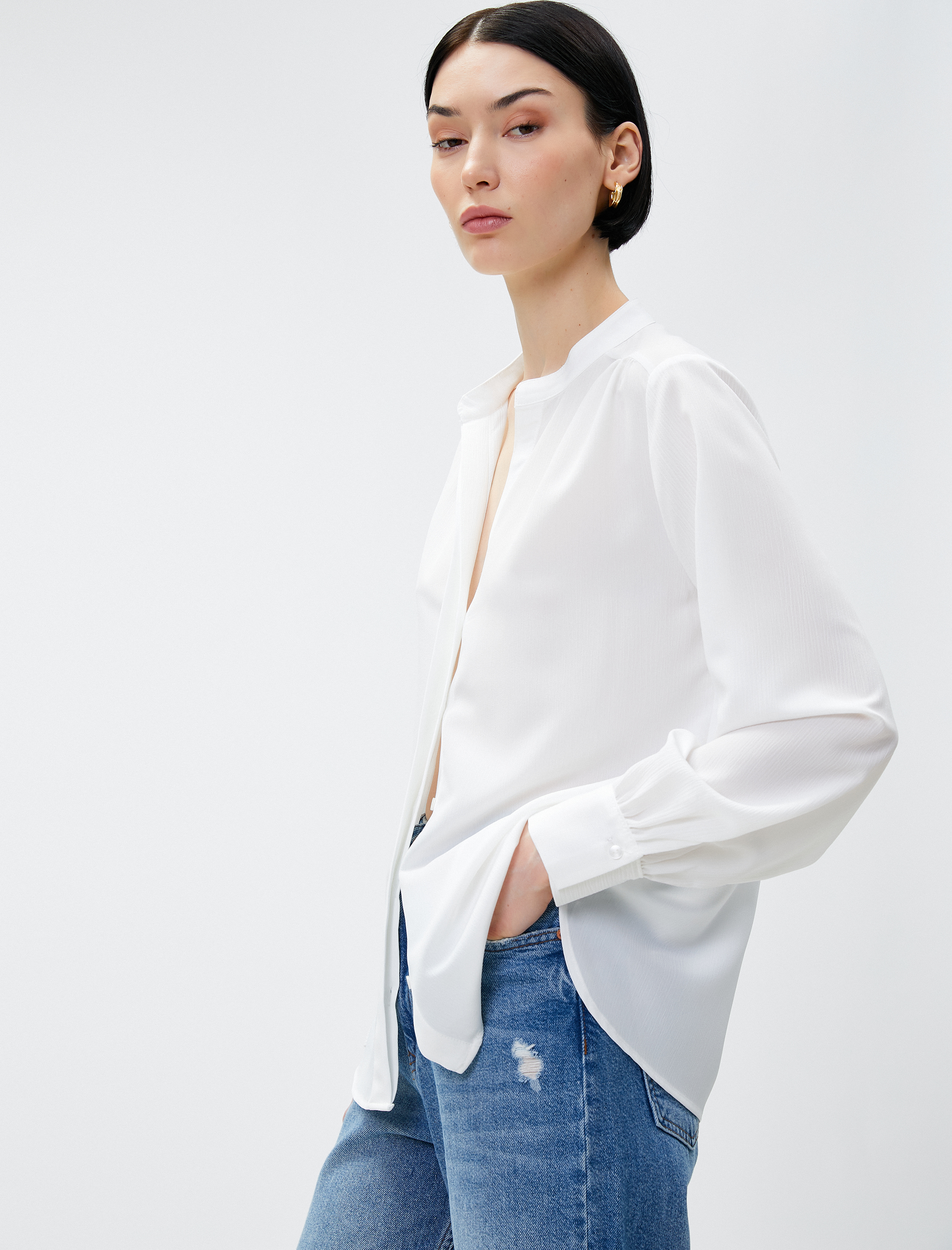   Hakim Yaka Gömlek Gizli Düğmeli